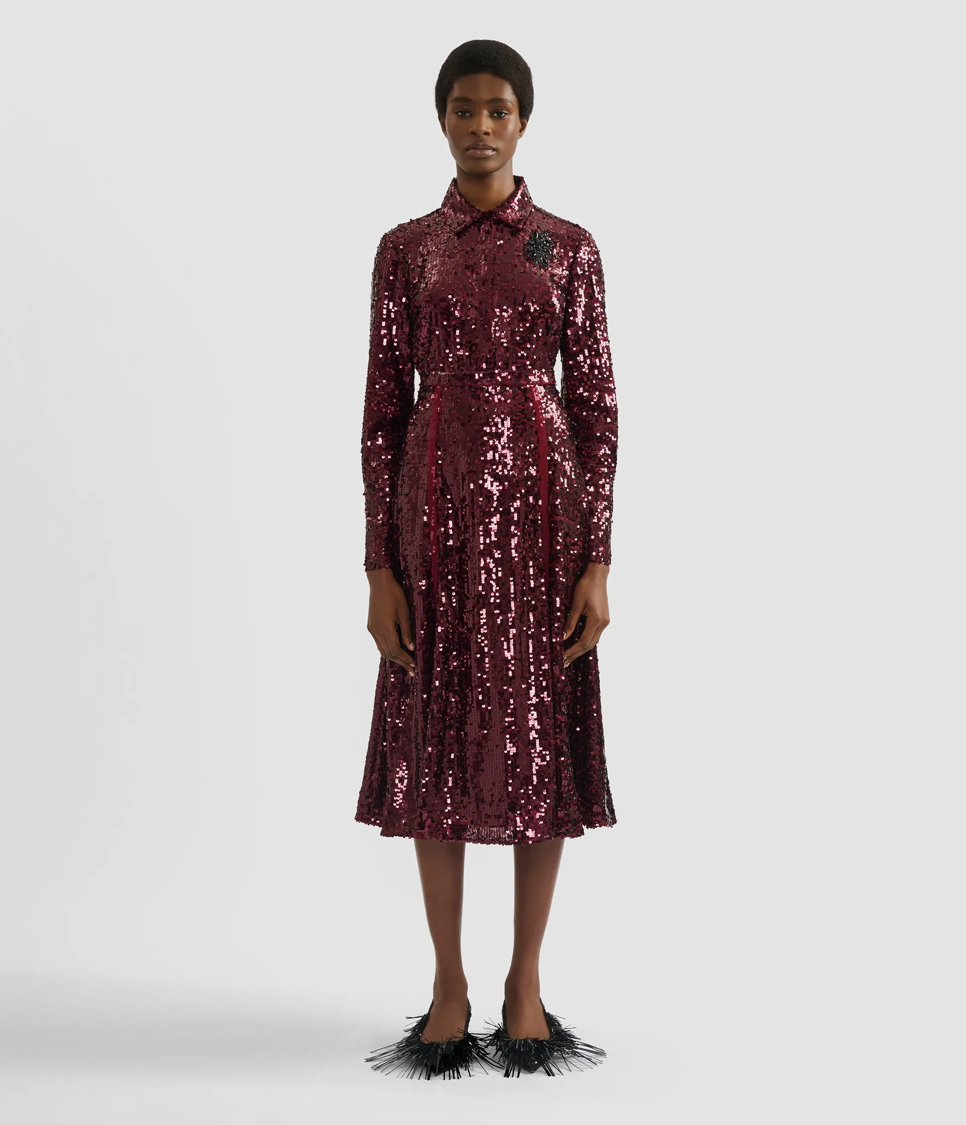 Embellished Sequin Long Sleeve Shirt sold by ERDEM product image thumbnail 4