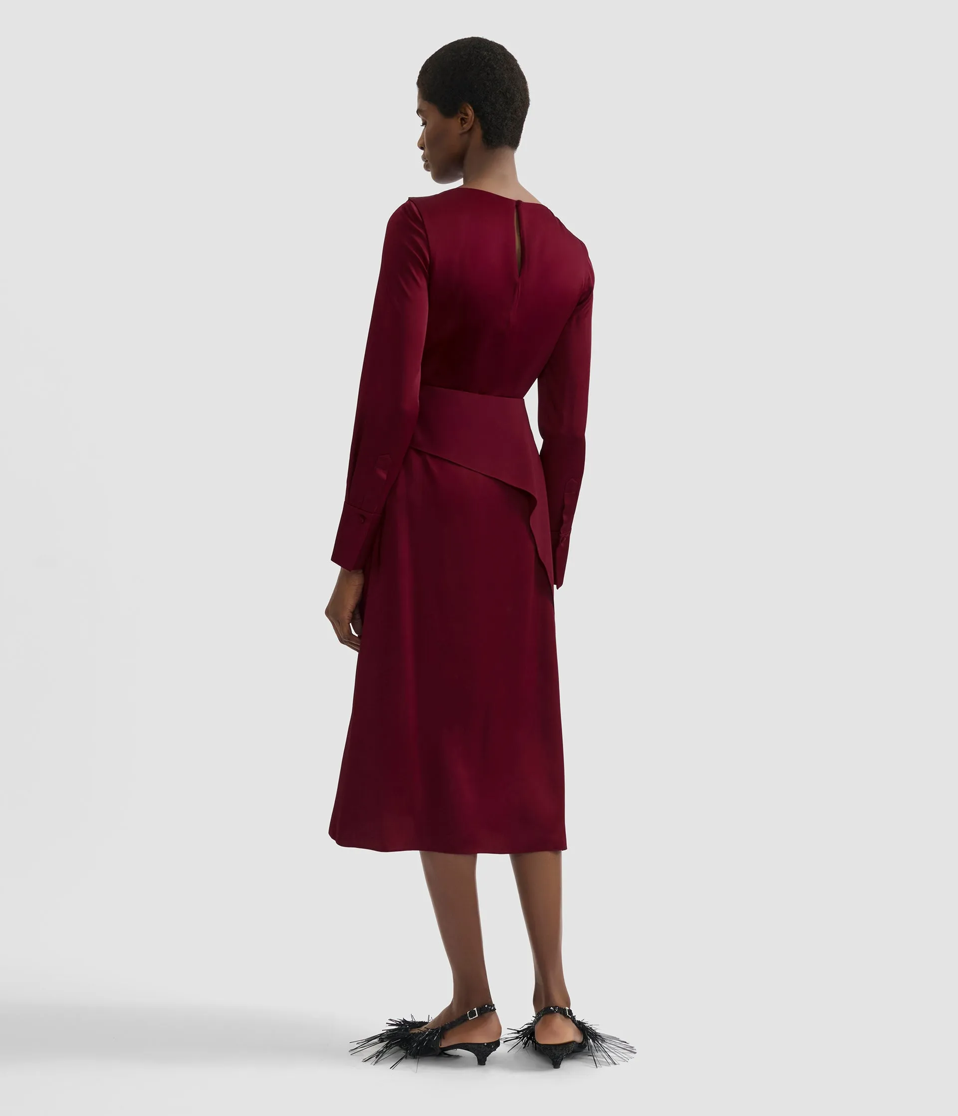 Satin Cady Draped Midi Skirt sold by ERDEM product image thumbnail 3