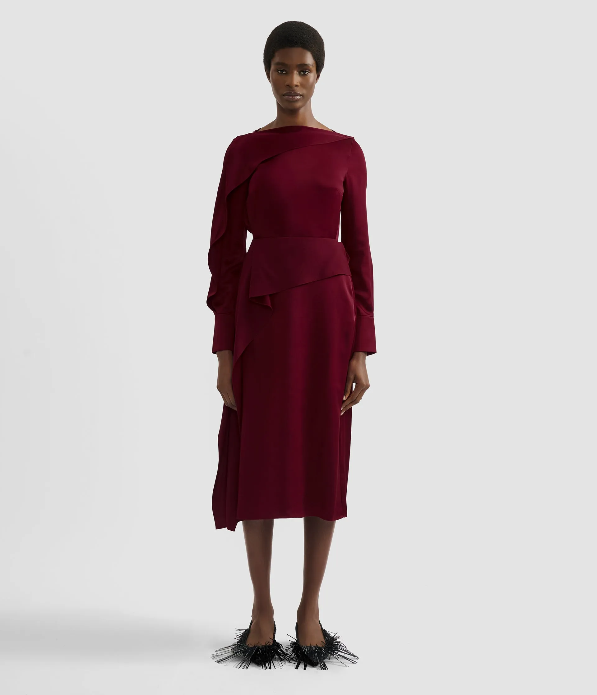 Satin Cady Draped Midi Skirt sold by ERDEM product image thumbnail 4