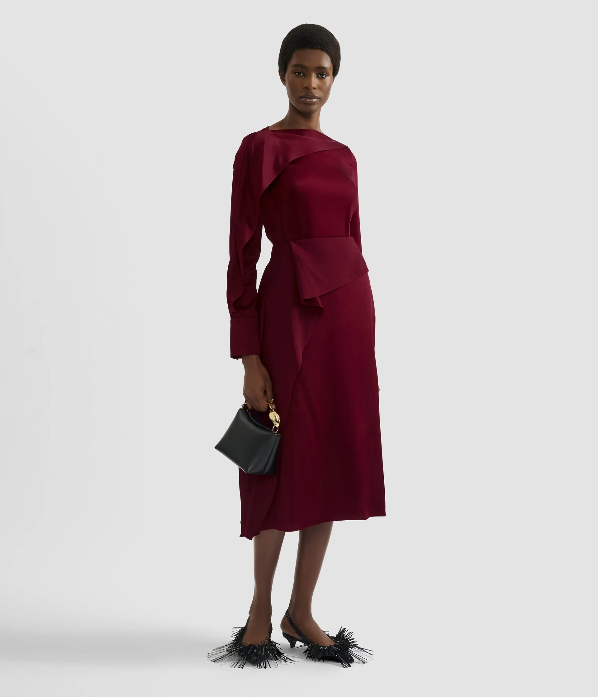 Satin Cady Draped Midi Skirt sold by ERDEM product image thumbnail 2