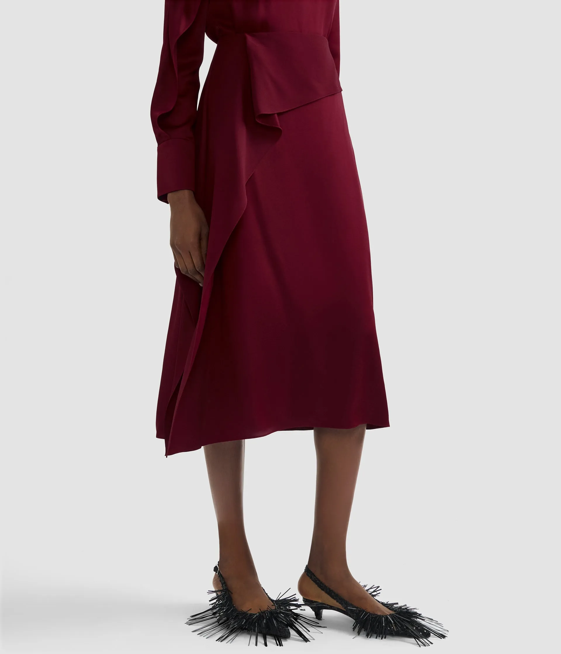 Satin Cady Draped Midi Skirt sold by ERDEM product image thumbnail 5