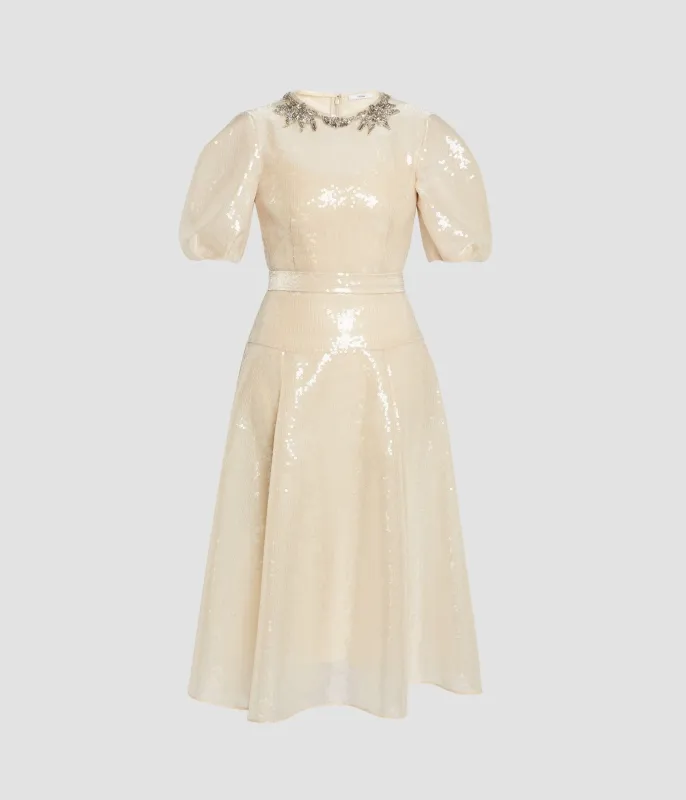 Embellished Organza Sequin Midi Dress sold by ERDEM