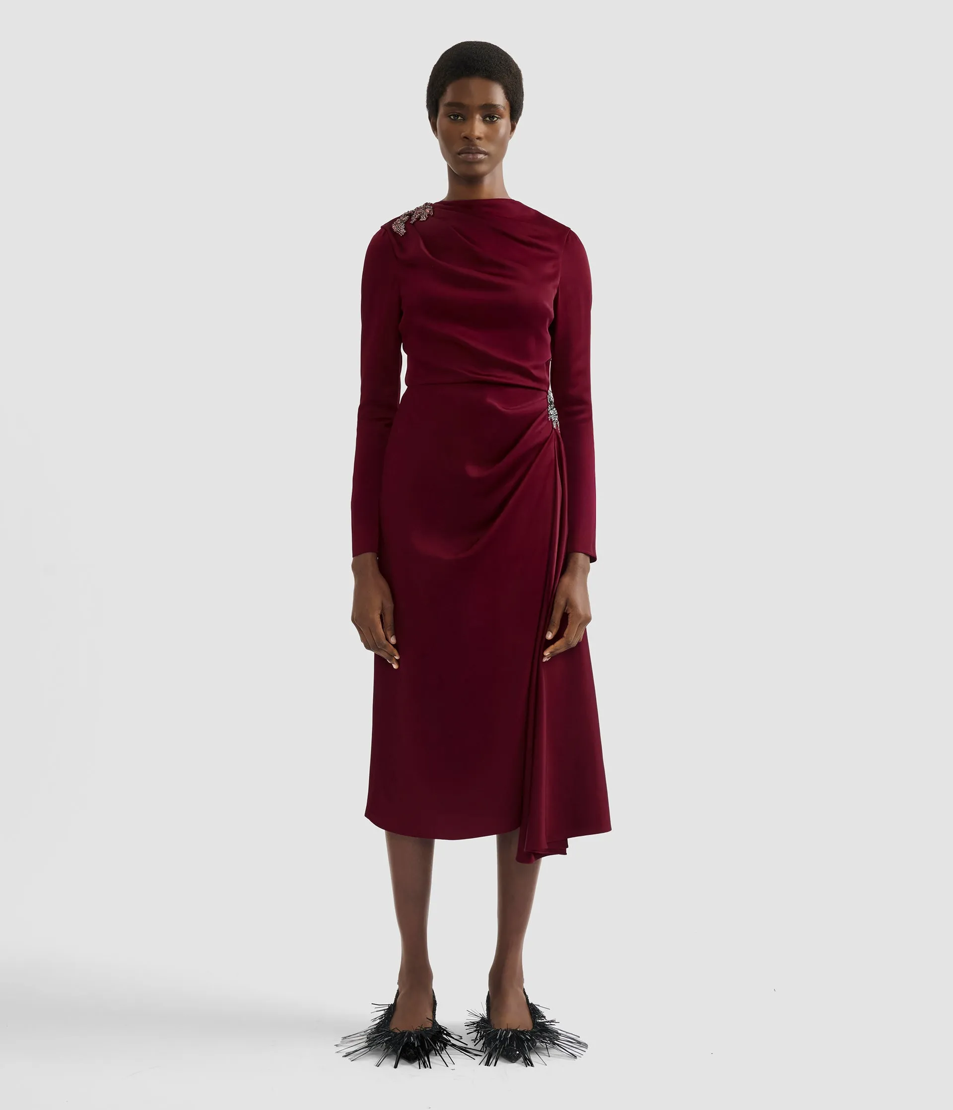 Embellished Satin Cady Midi Dress sold by ERDEM product image thumbnail 4