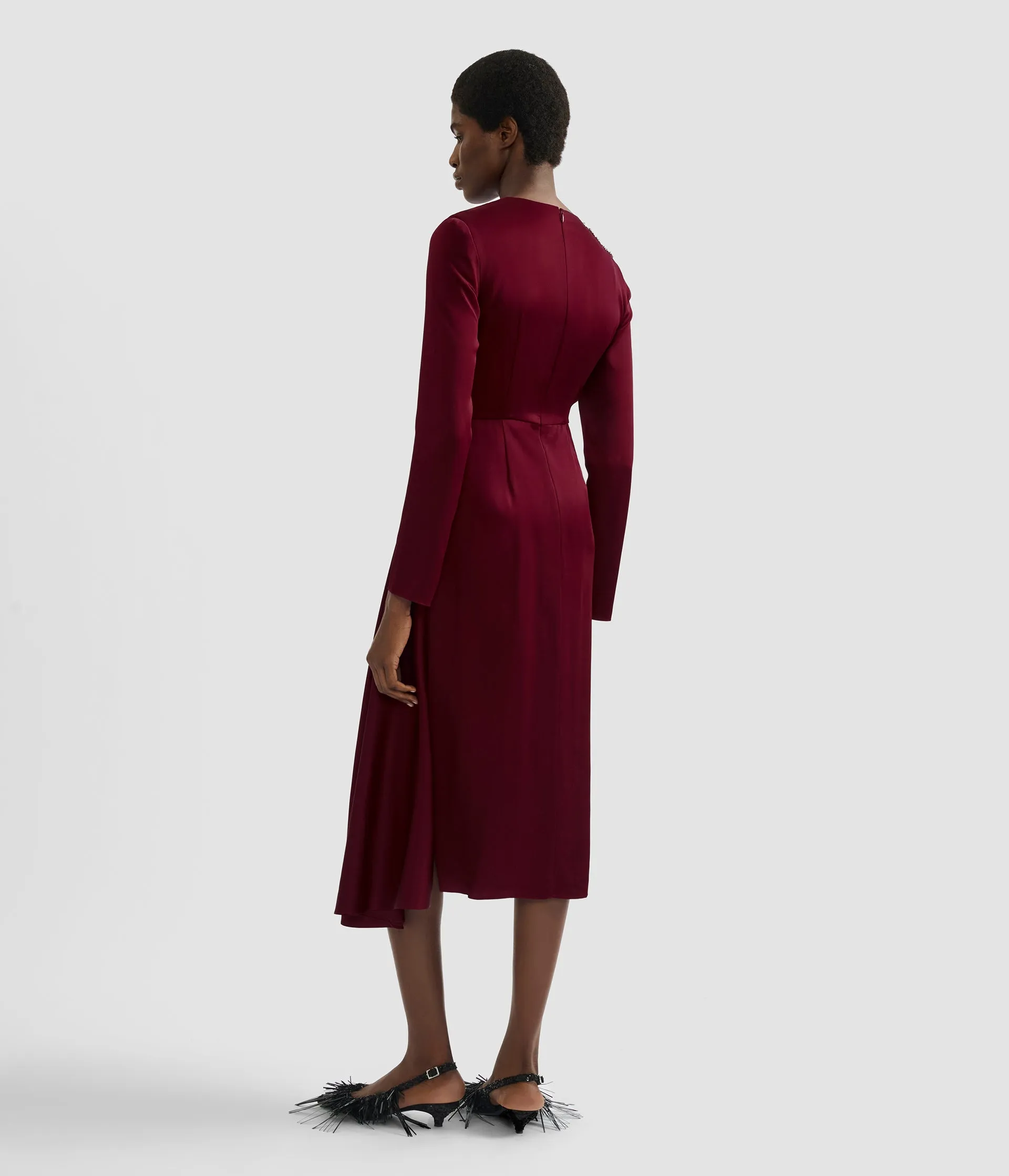 Embellished Satin Cady Midi Dress sold by ERDEM product image thumbnail 3