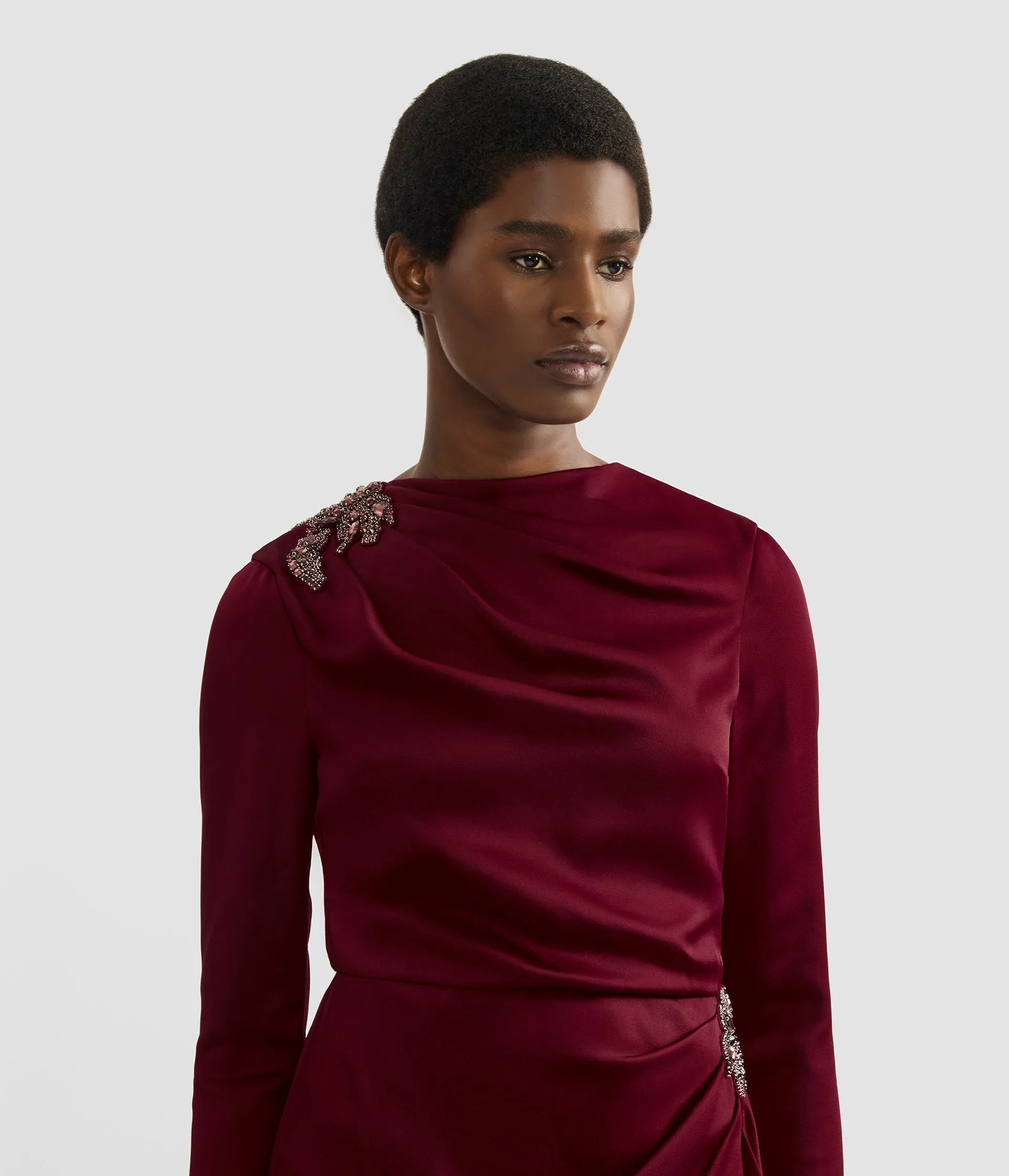 Embellished Satin Cady Midi Dress sold by ERDEM product image thumbnail 5