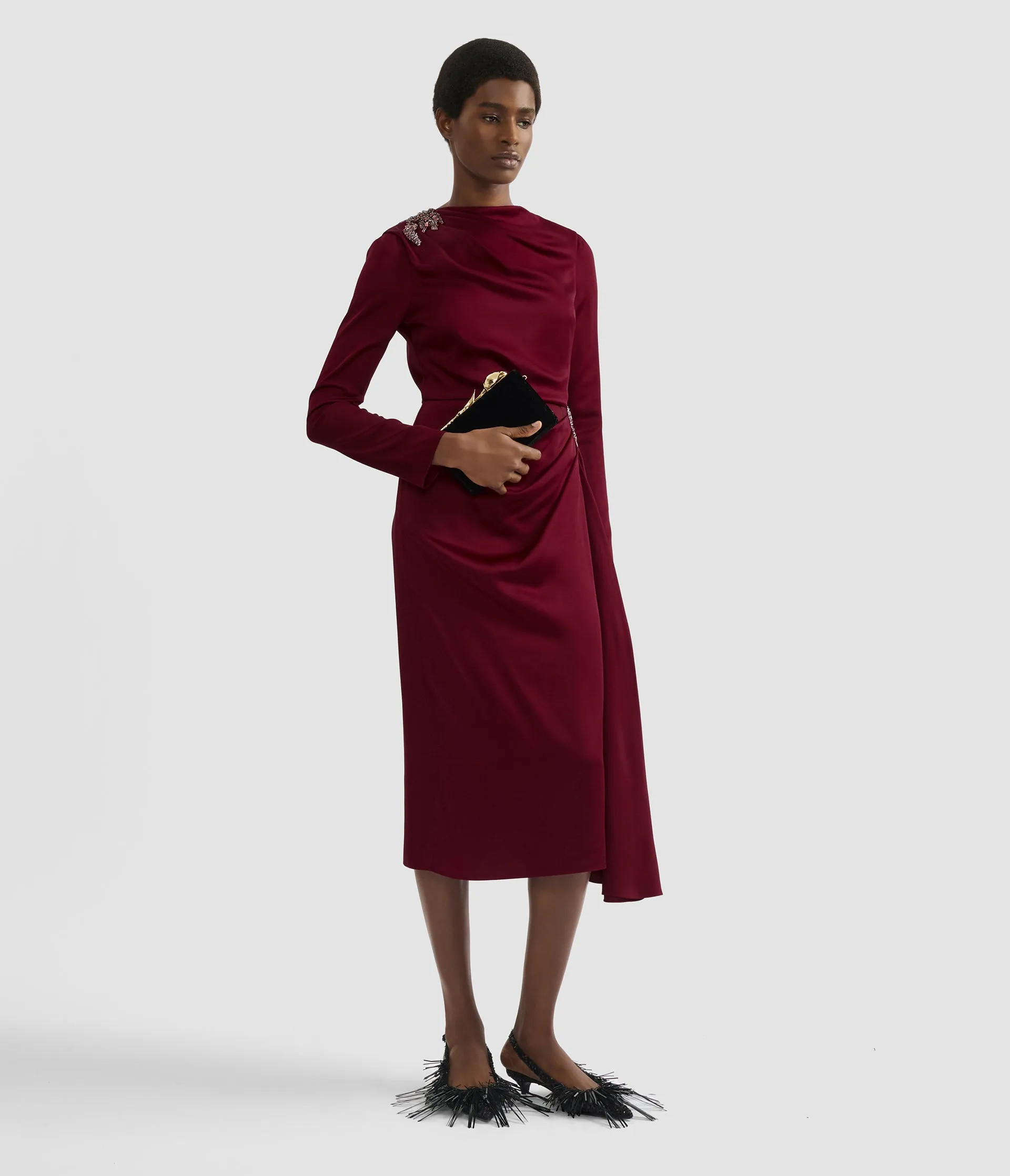 Embellished Satin Cady Midi Dress sold by ERDEM product image thumbnail 2