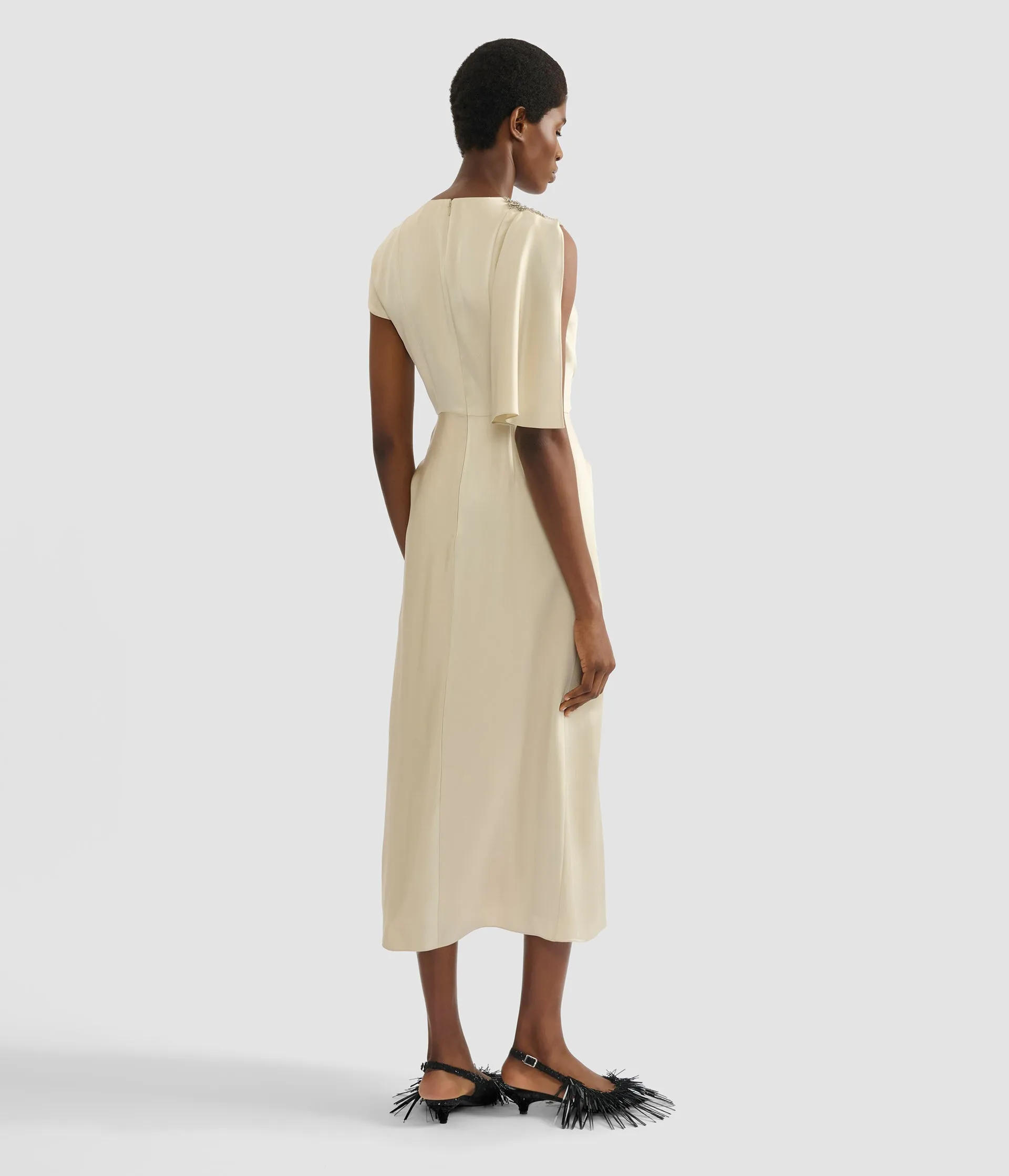 Embellished Satin Cady Draped Midi Dress sold by ERDEM product image thumbnail 3