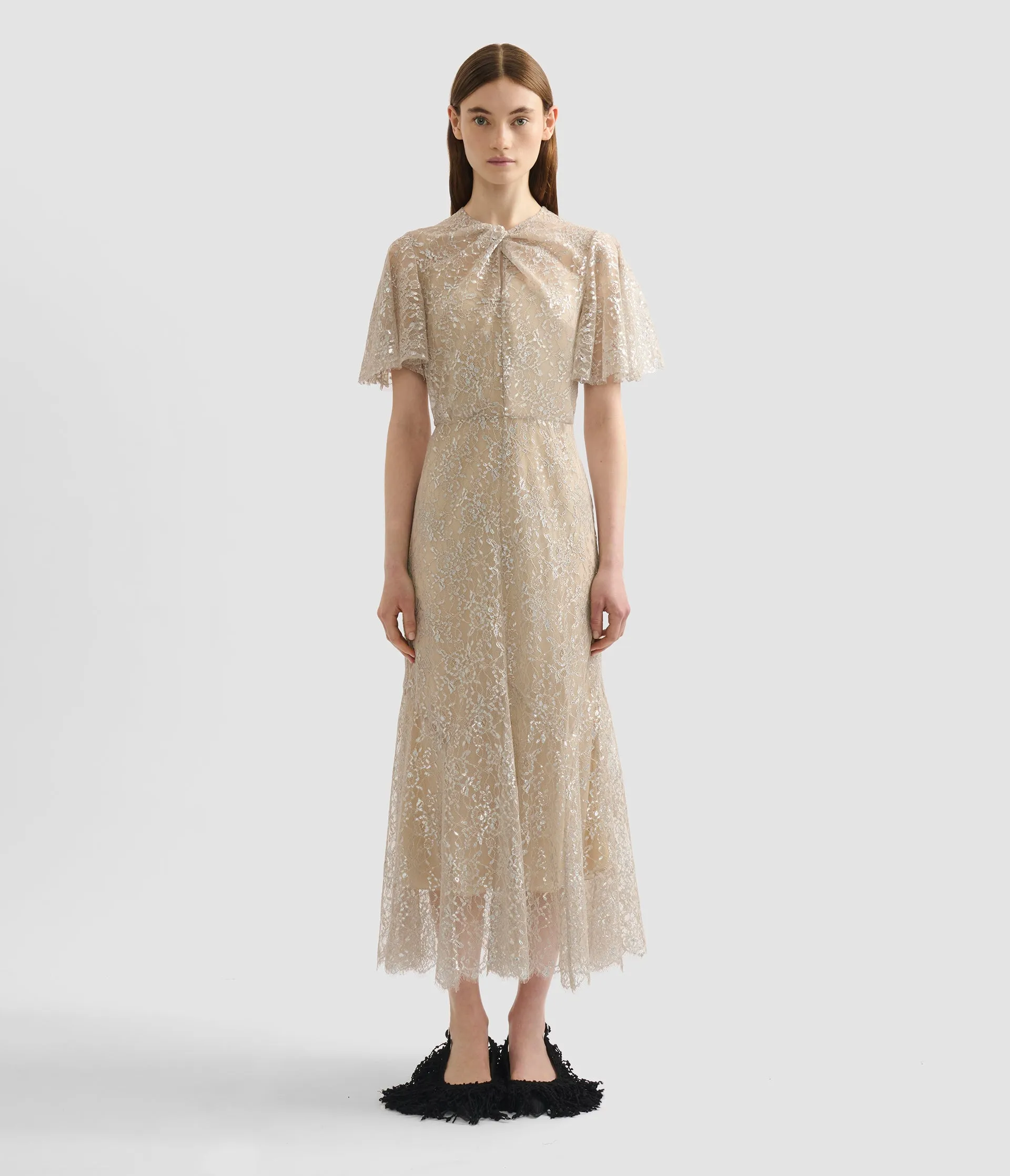 Metallic Lace Midi Dress sold by ERDEM product image thumbnail 4