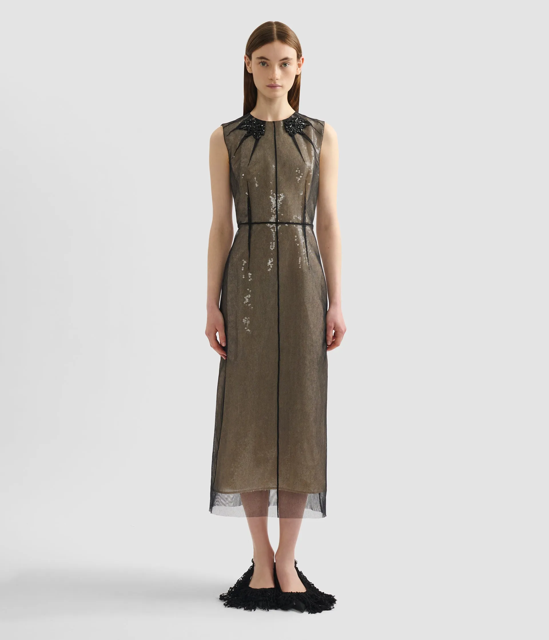Embellished Organza Sequin Midi Dress sold by ERDEM product image thumbnail 4