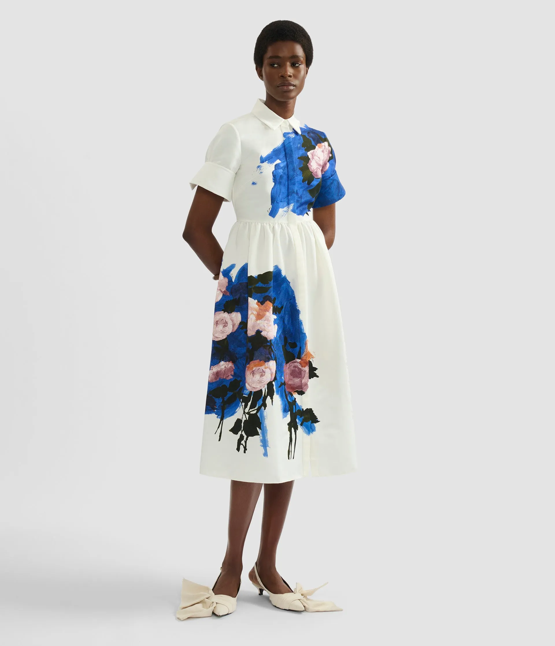 Floral Print Cotton Faille Shirt Dress sold by ERDEM product image thumbnail 2