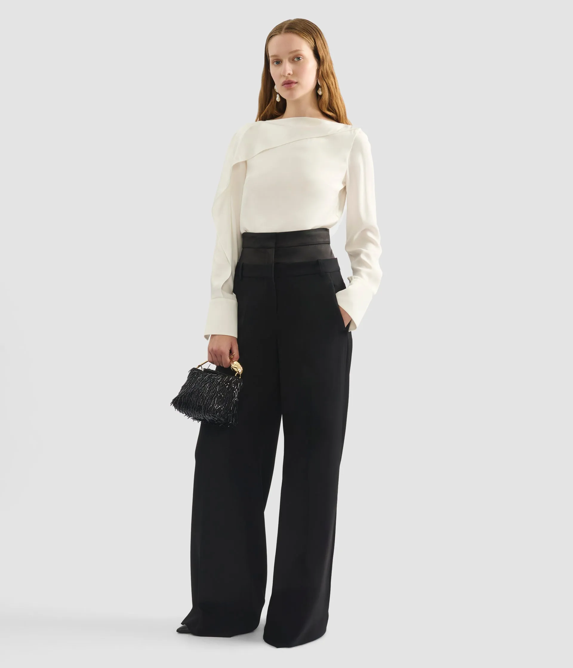 Draped Satin Cady Long Sleeve Blouse sold by ERDEM product image thumbnail 2