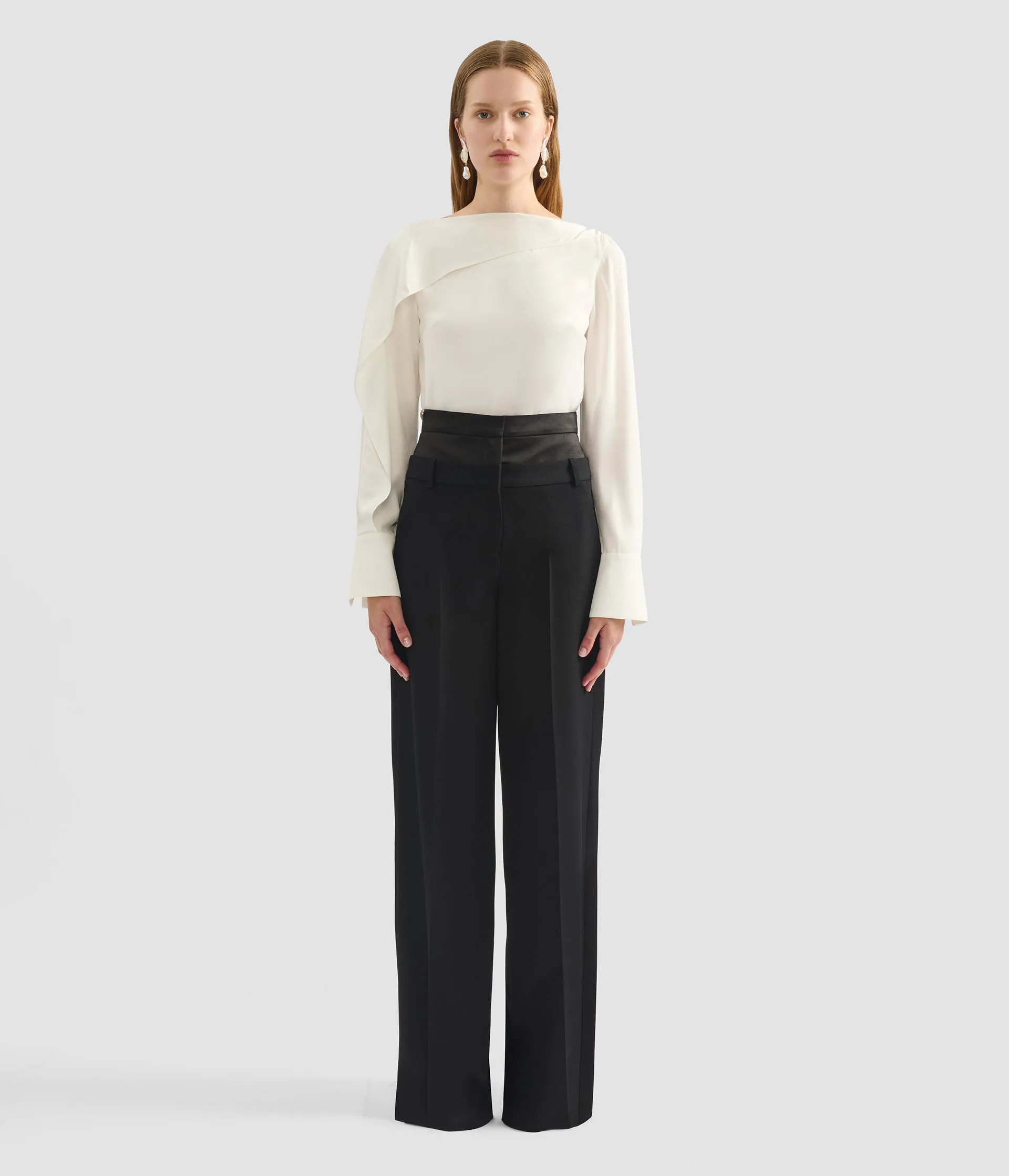 Draped Satin Cady Long Sleeve Blouse sold by ERDEM product image thumbnail 3
