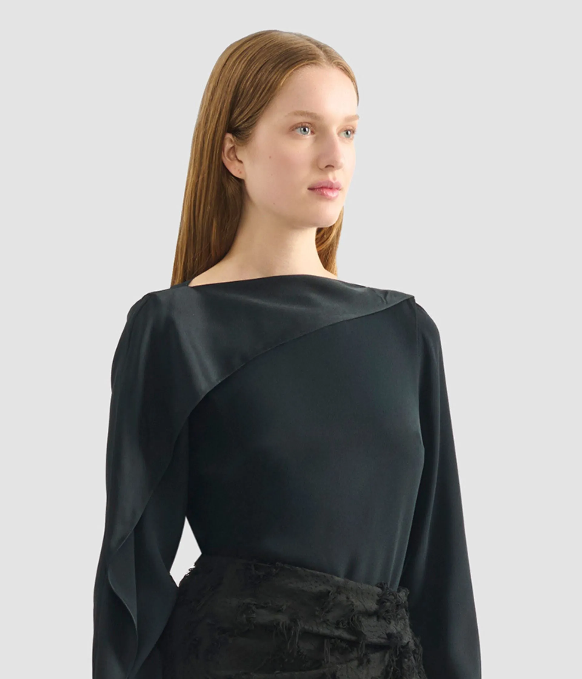 Draped Satin Cady Long Sleeve Blouse sold by ERDEM product image thumbnail 5