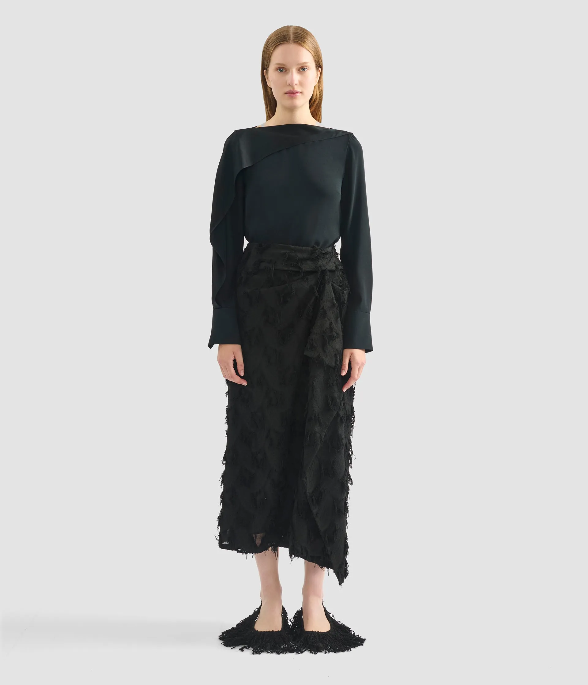 Draped Satin Cady Long Sleeve Blouse sold by ERDEM product image thumbnail 4