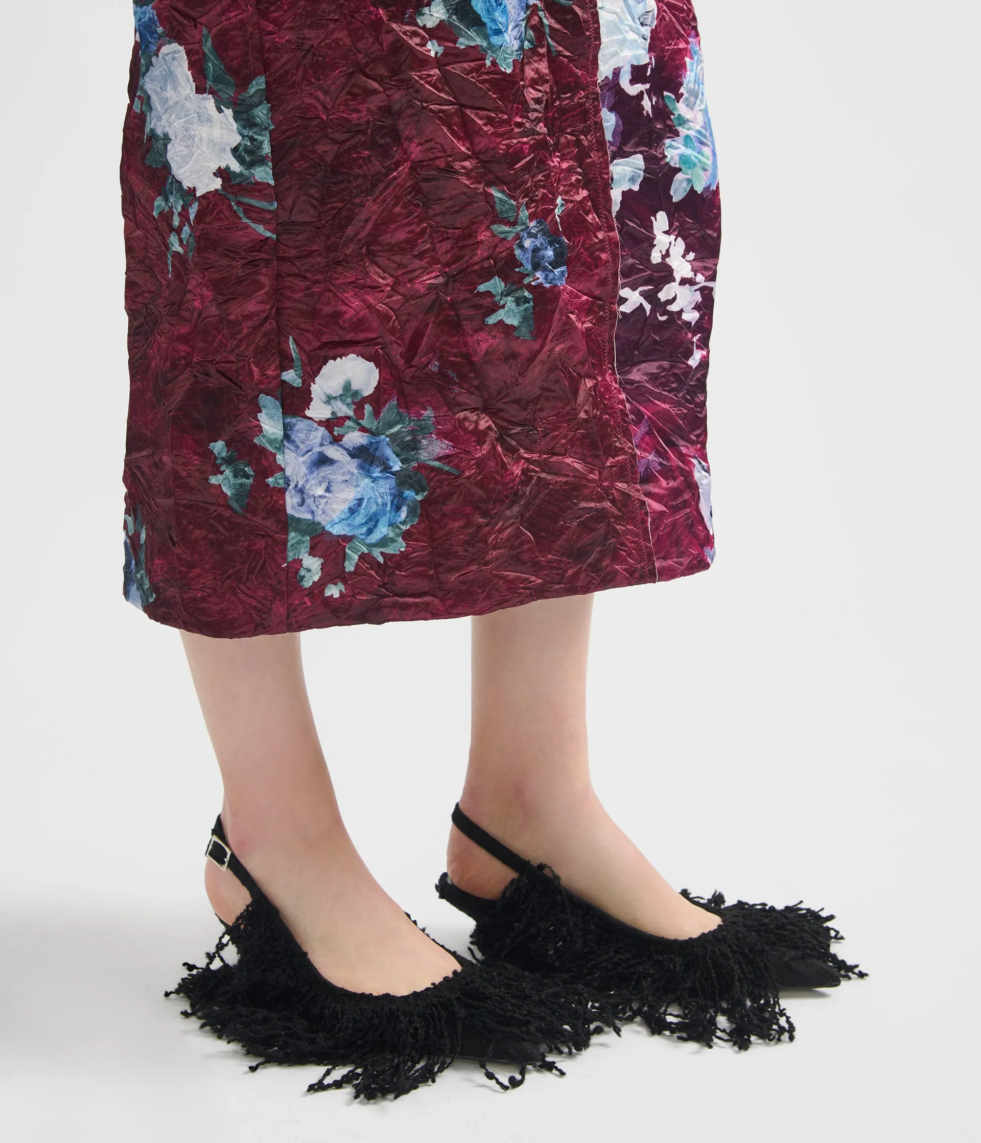 Floral Print Textured Satin Pencil Skirt sold by ERDEM product image thumbnail 4