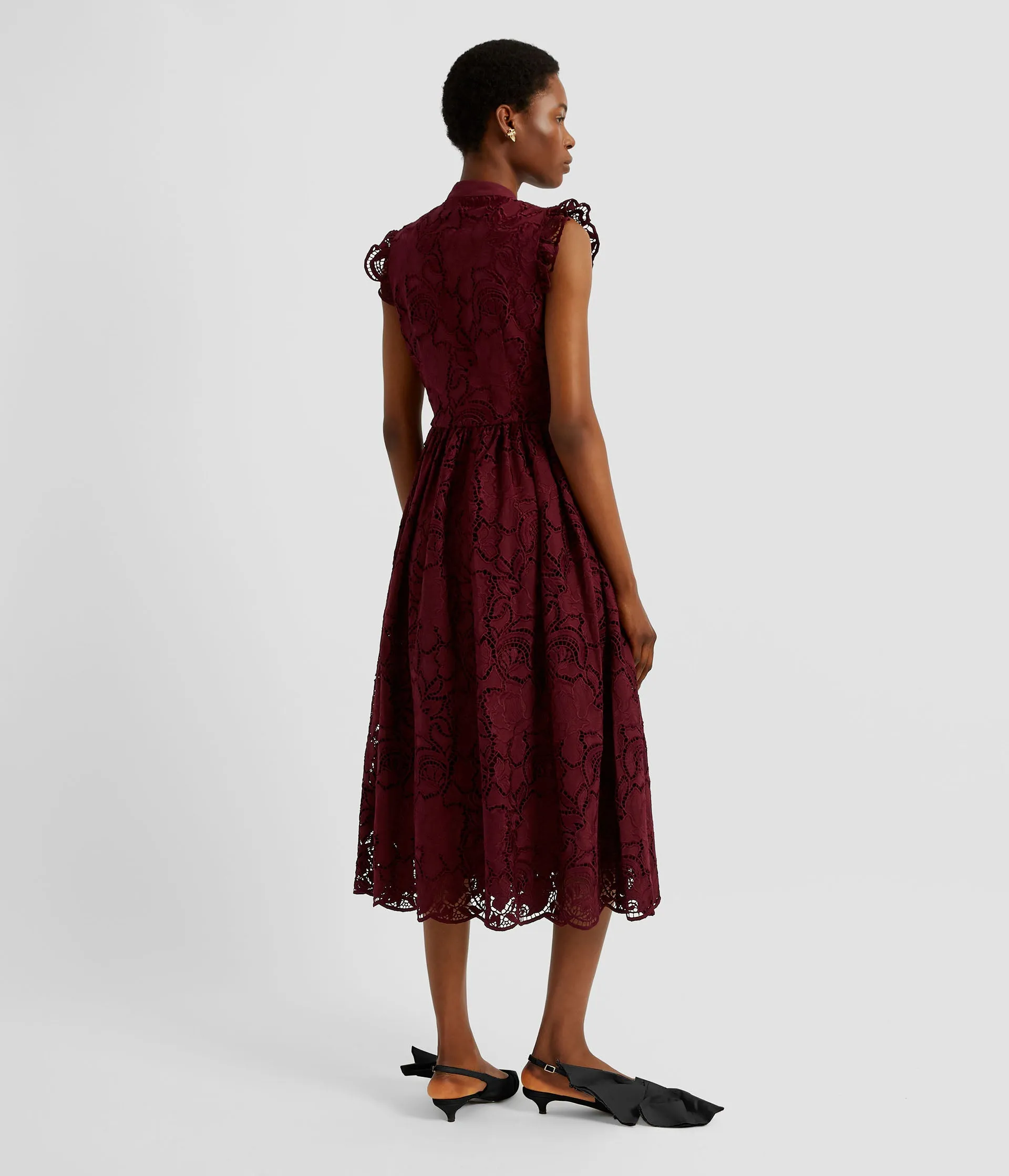 Floral Cutwork Flared Midi Dress sold by ERDEM product image thumbnail 4