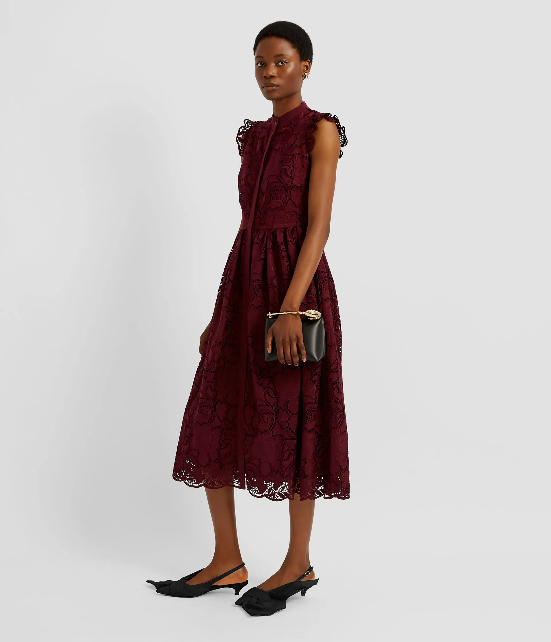 Floral Cutwork Flared Midi Dress sold by ERDEM product image thumbnail 2