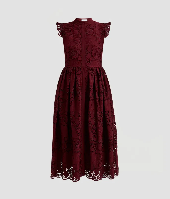 Floral Cutwork Flared Midi Dress sold by ERDEM