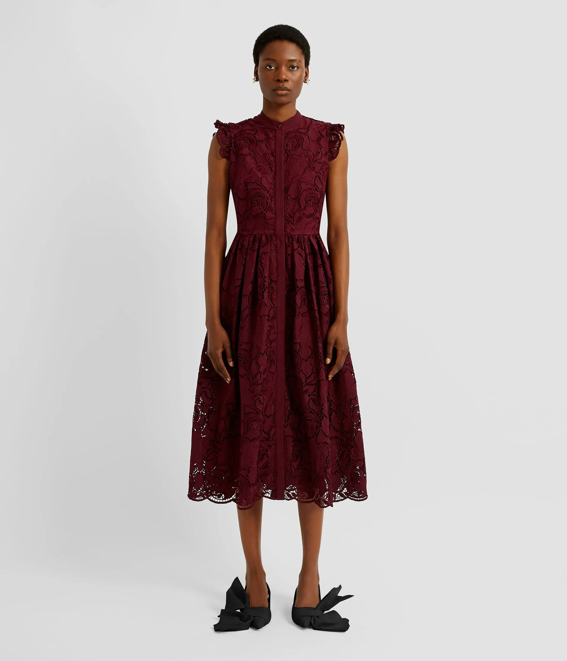 Floral Cutwork Flared Midi Dress sold by ERDEM product image thumbnail 3