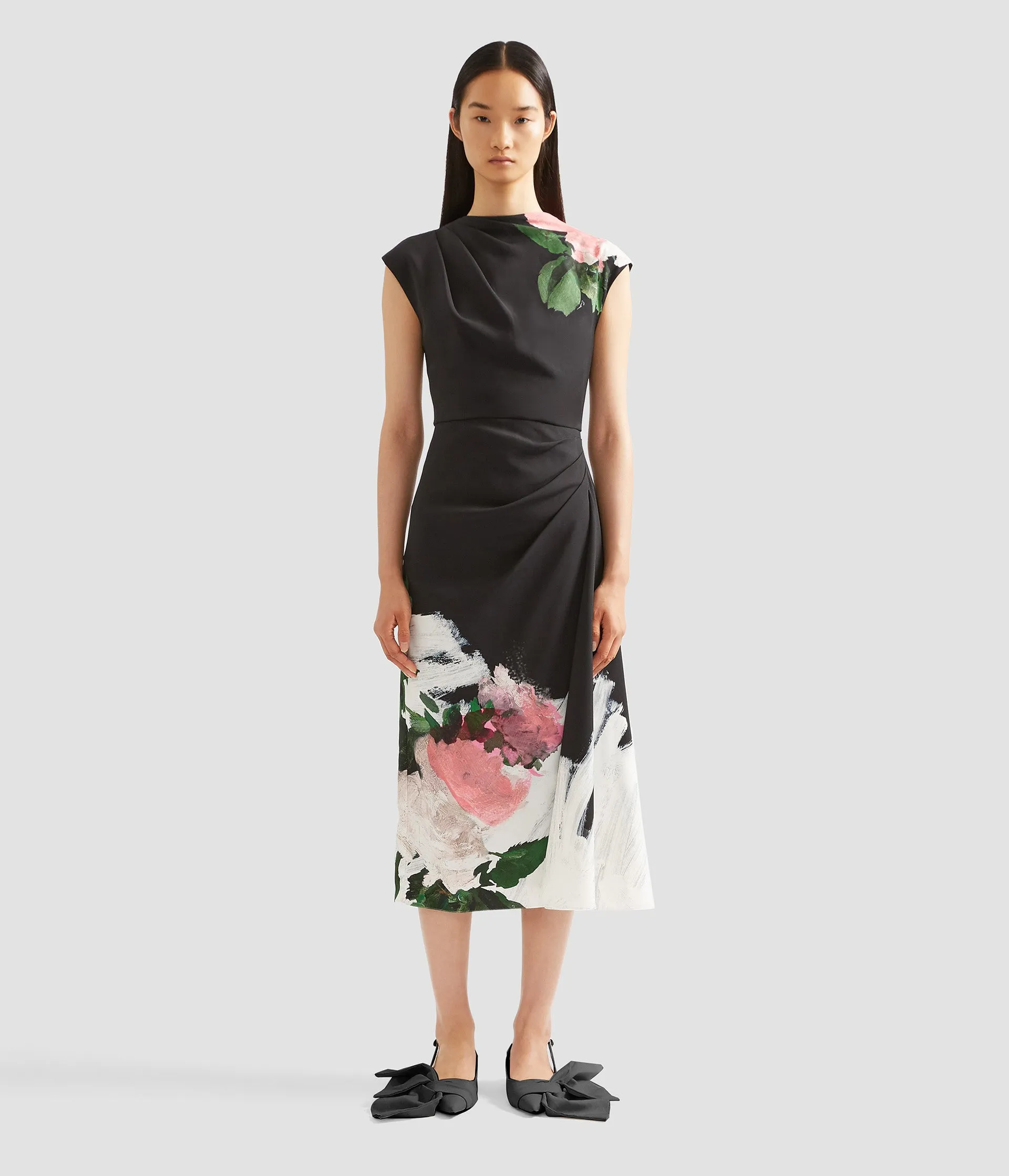 Floral Print Draped Midi Dress sold by ERDEM product image thumbnail 4