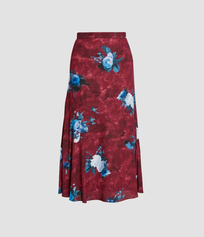 Floral Print A Line Midi Skirt sold by ERDEM