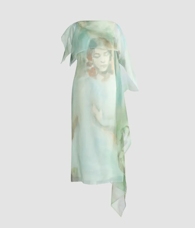 Draped Organza Asymmetric Midi Dress sold by ERDEM