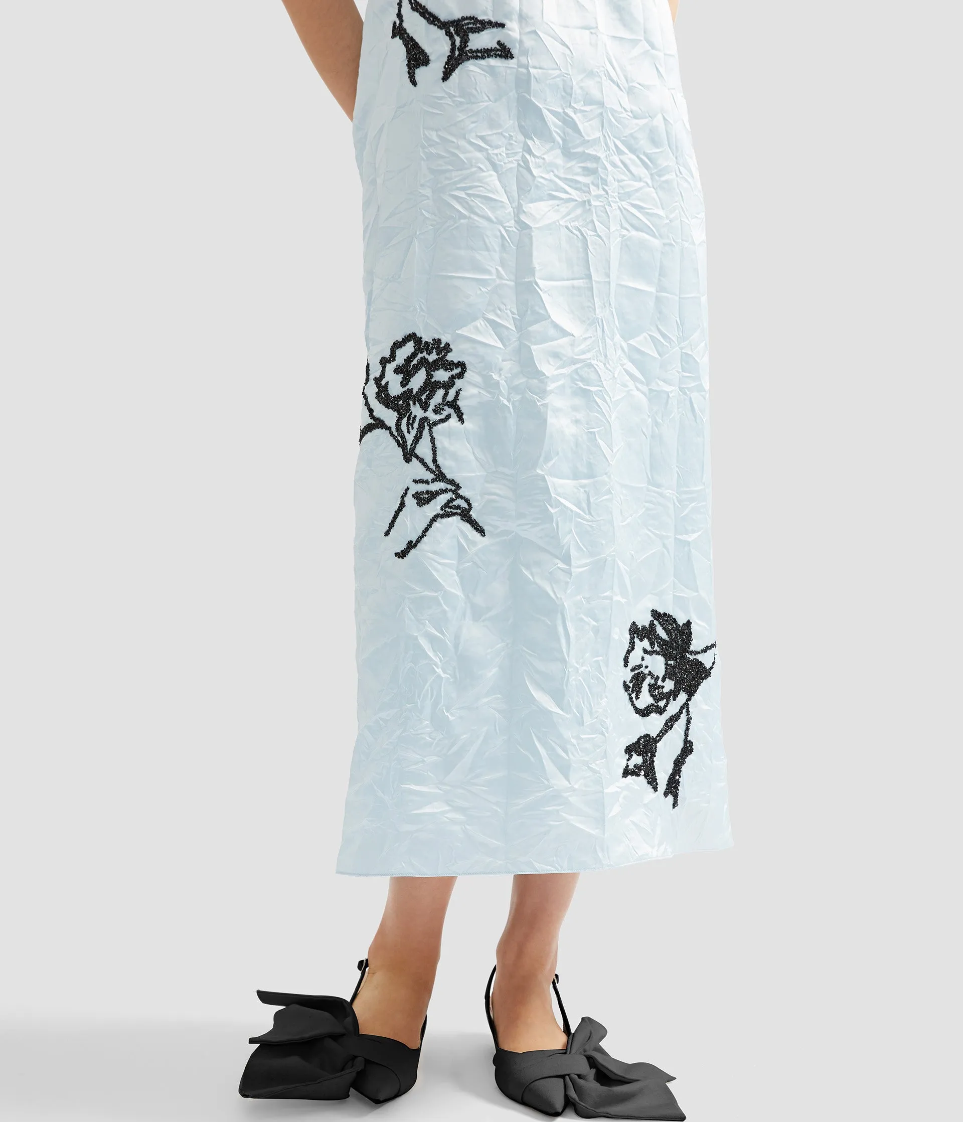 Embellished Crinkle Satin Strapless Midi Dress sold by ERDEM product image thumbnail 5