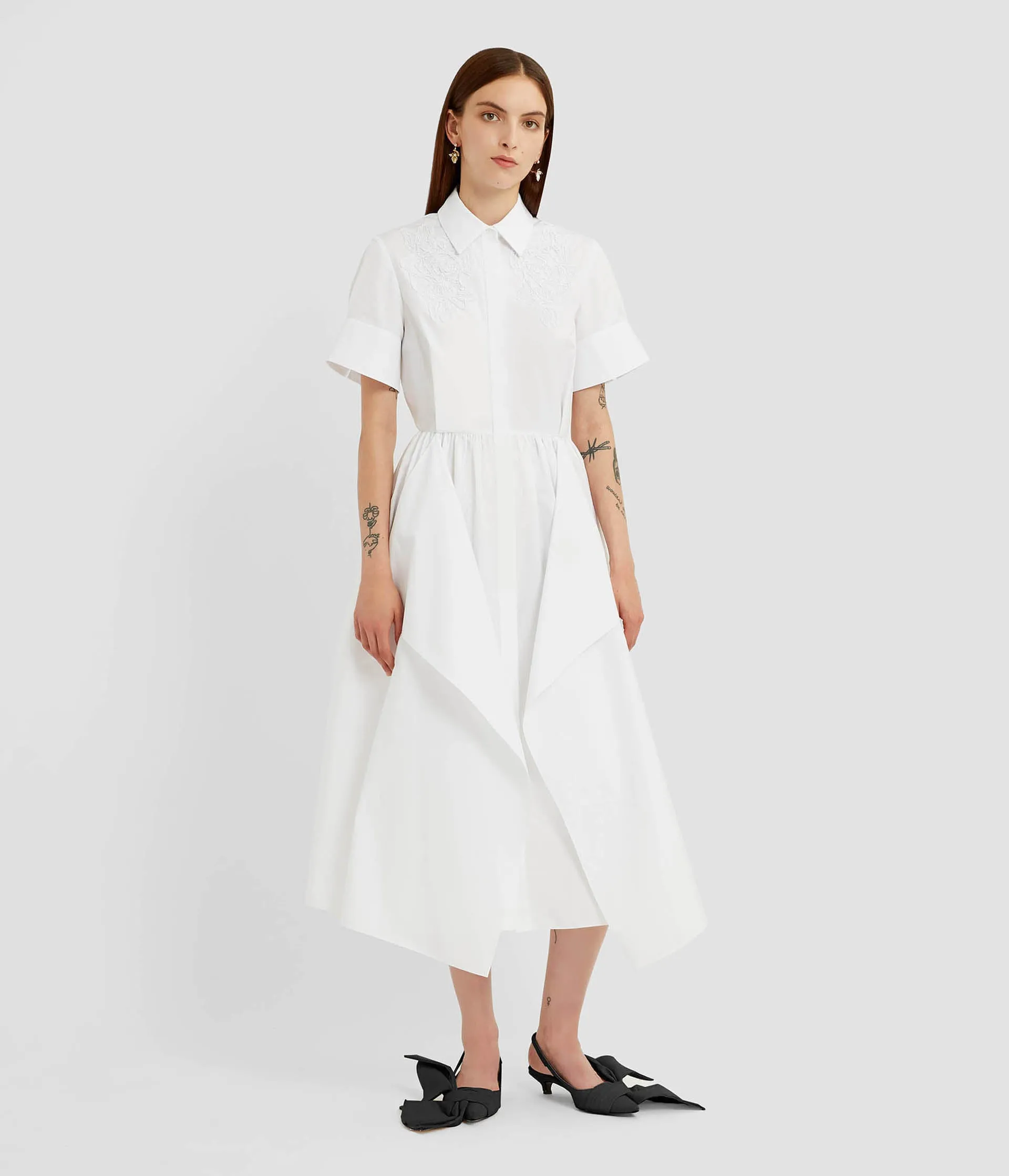Floral Appliqué Draped Shirt Dress sold by ERDEM product image thumbnail 2