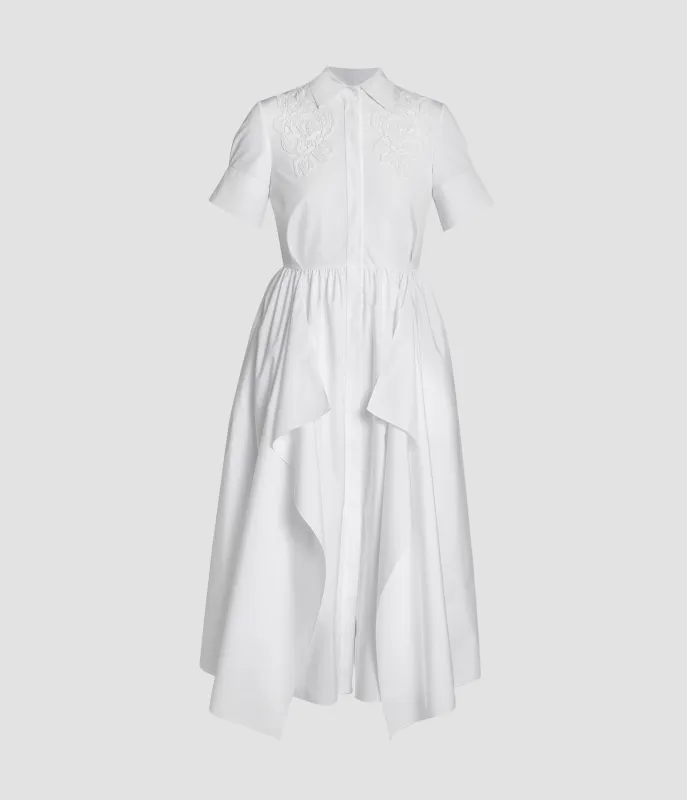 Floral Appliqué Draped Shirt Dress sold by ERDEM