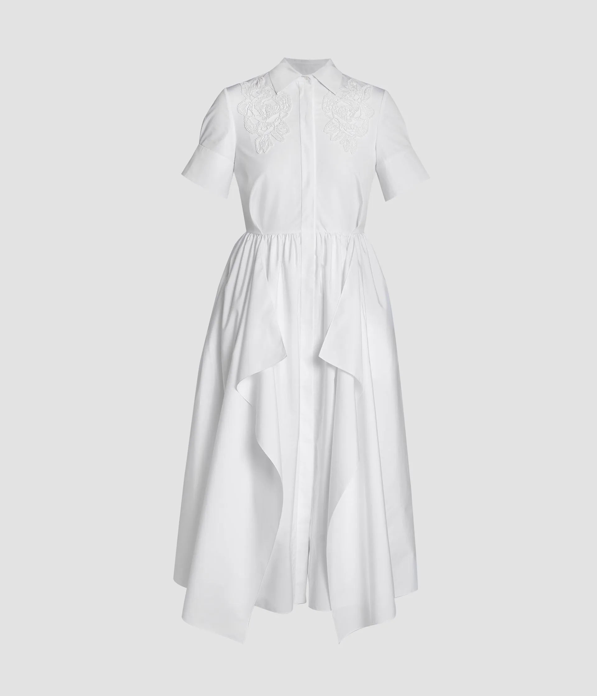 Floral Appliqué Draped Shirt Dress sold by ERDEM