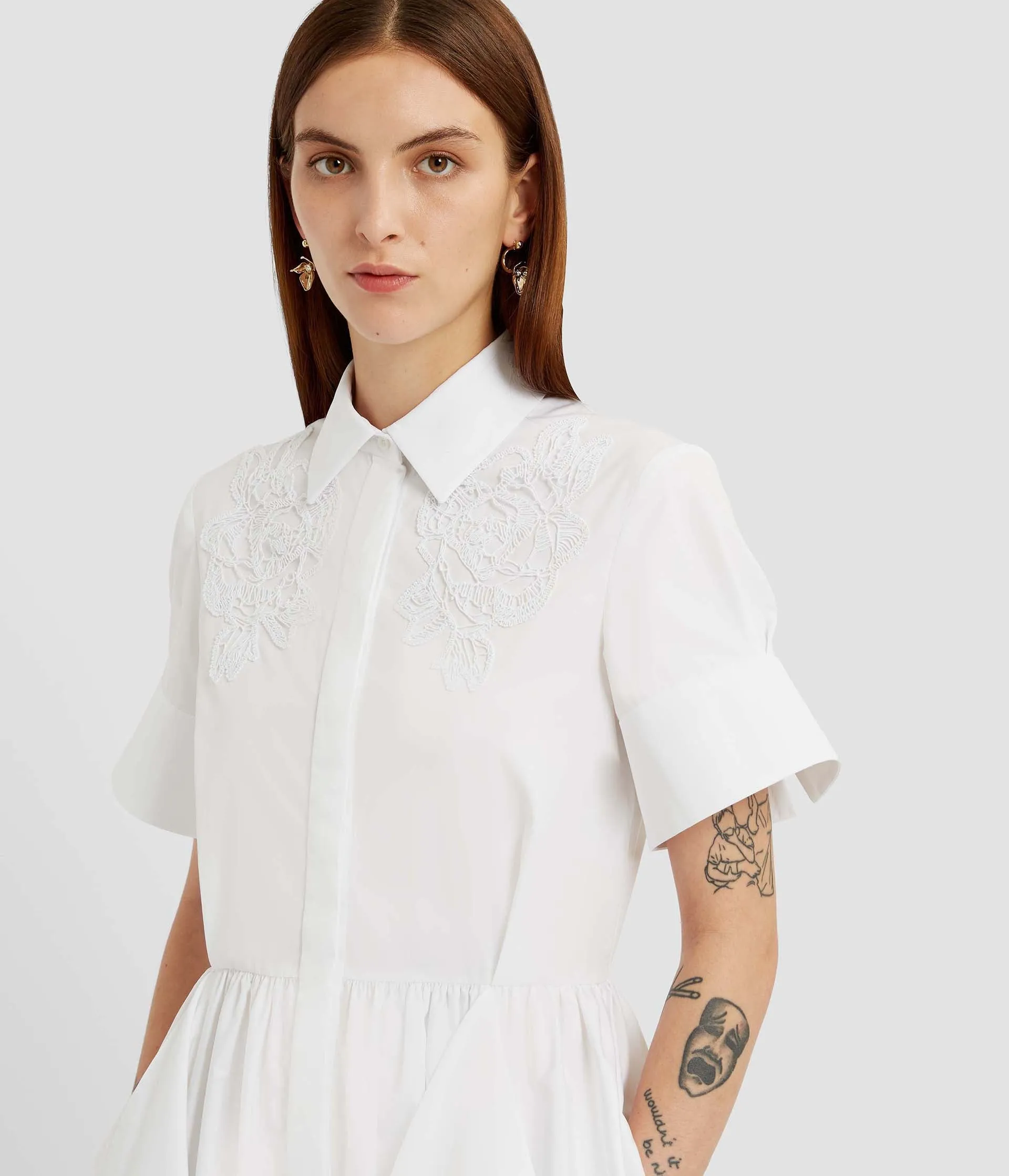 Floral Appliqué Draped Shirt Dress sold by ERDEM product image thumbnail 4
