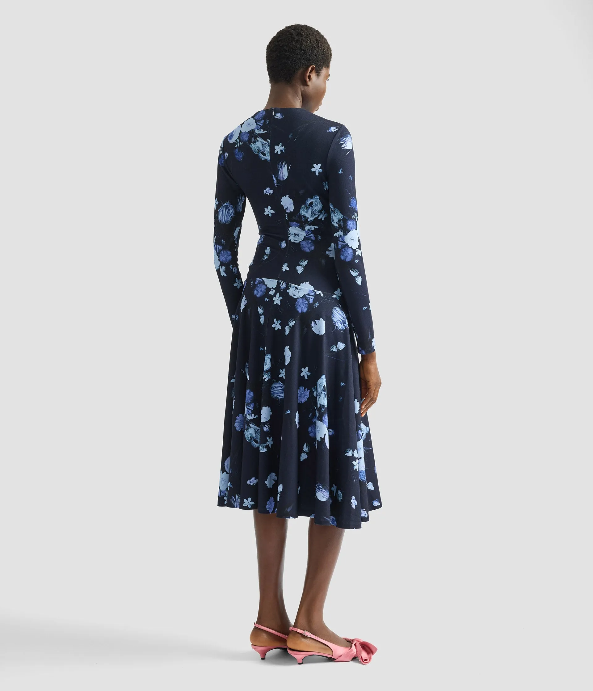 Floral Print Ponte Jersey Long Sleeve Midi Dress sold by ERDEM product image thumbnail 3