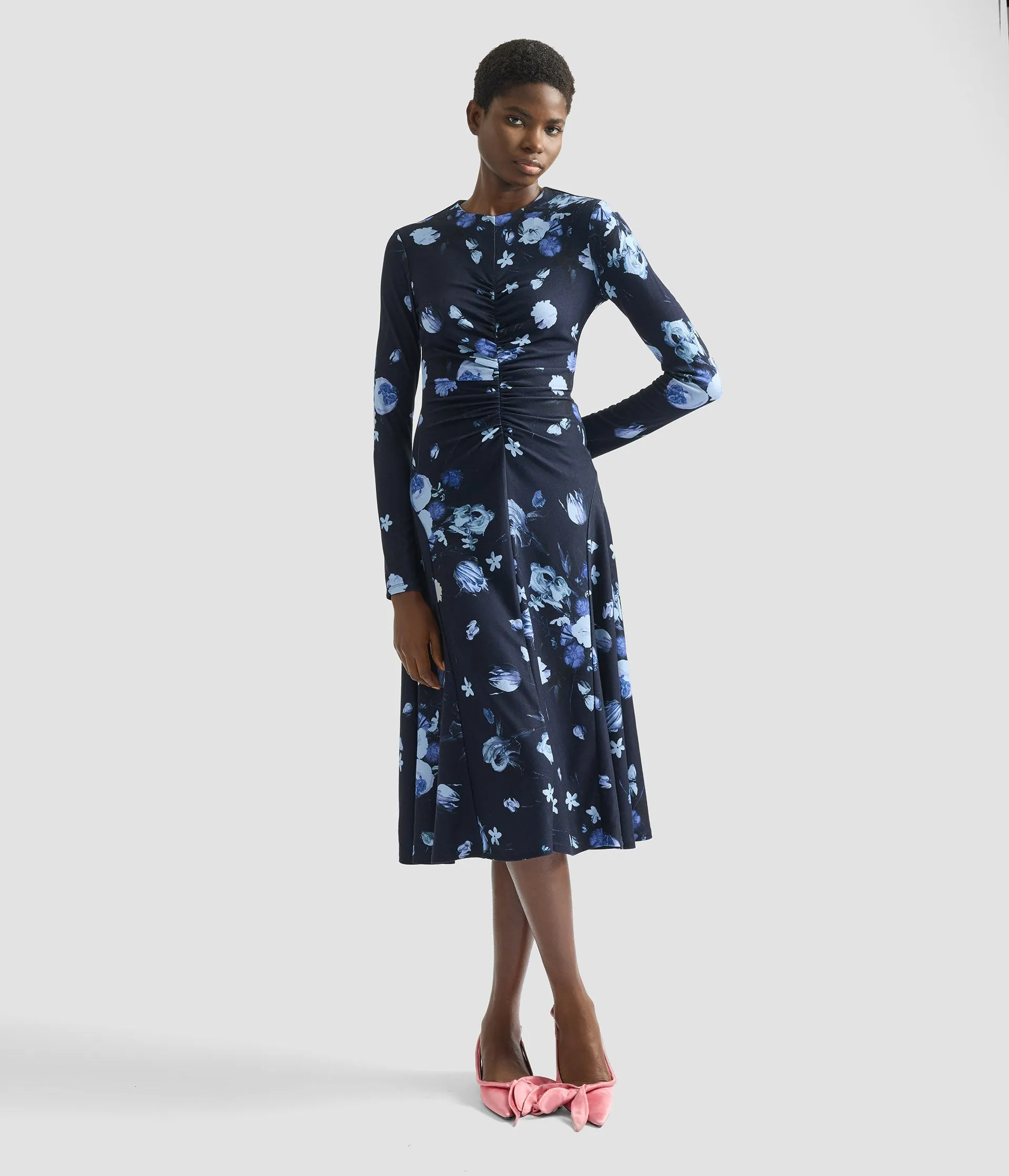 Floral Print Ponte Jersey Long Sleeve Midi Dress sold by ERDEM product image thumbnail 2