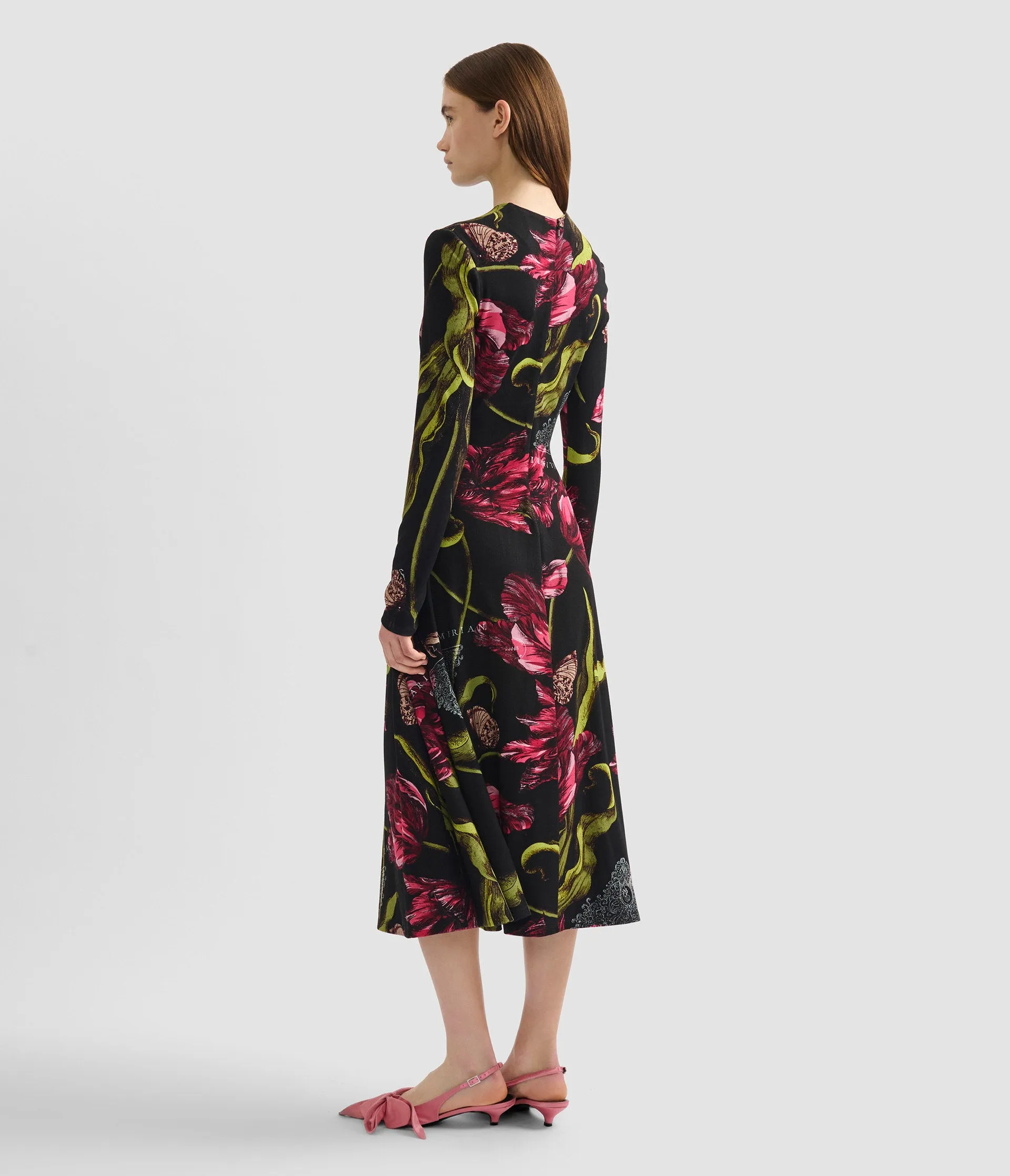 Floral Print Ponte Jersey Long Sleeve Midi Dress sold by ERDEM product image thumbnail 3