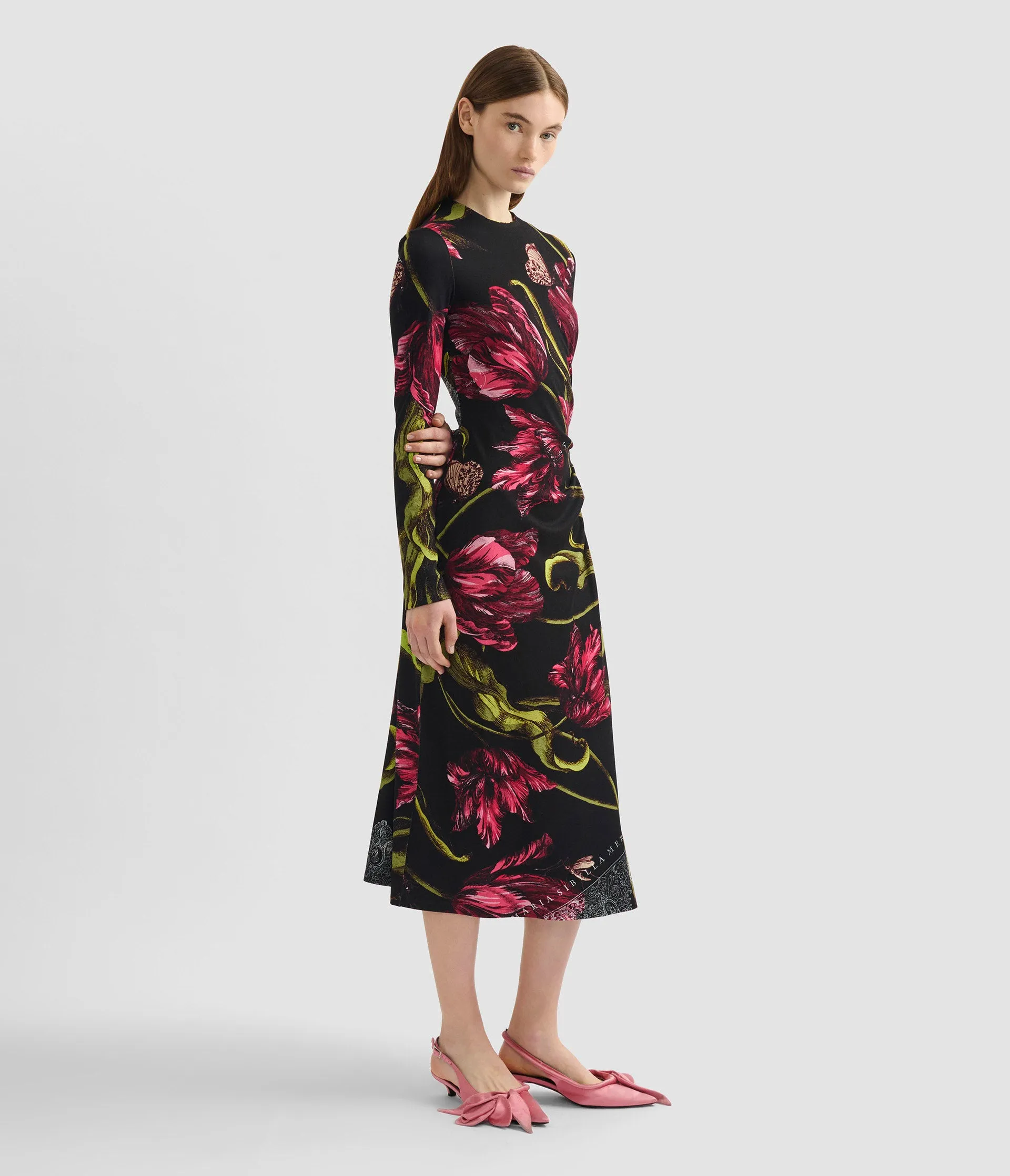 Floral Print Ponte Jersey Long Sleeve Midi Dress sold by ERDEM product image thumbnail 2