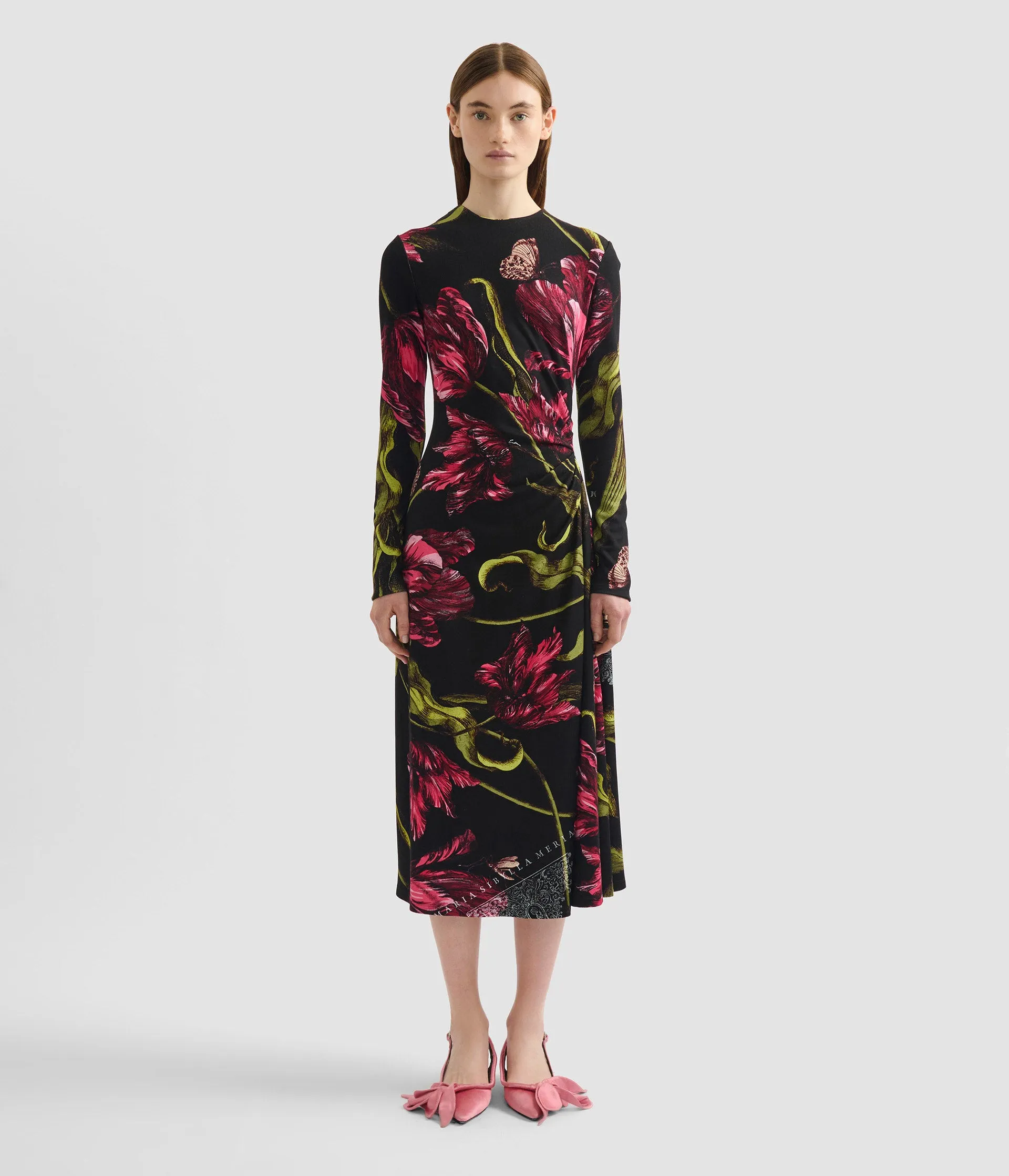 Floral Print Ponte Jersey Long Sleeve Midi Dress sold by ERDEM product image thumbnail 4