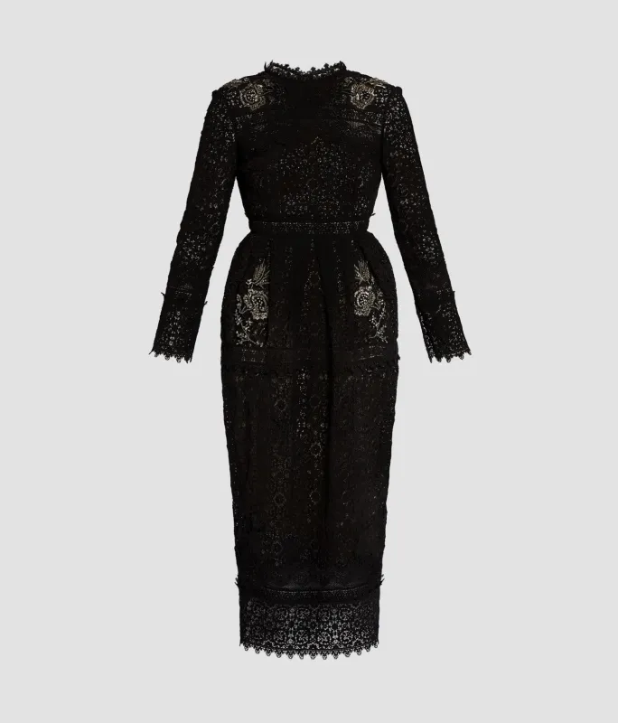 Embellished Guipure Long Sleeve Midi Dress sold by ERDEM