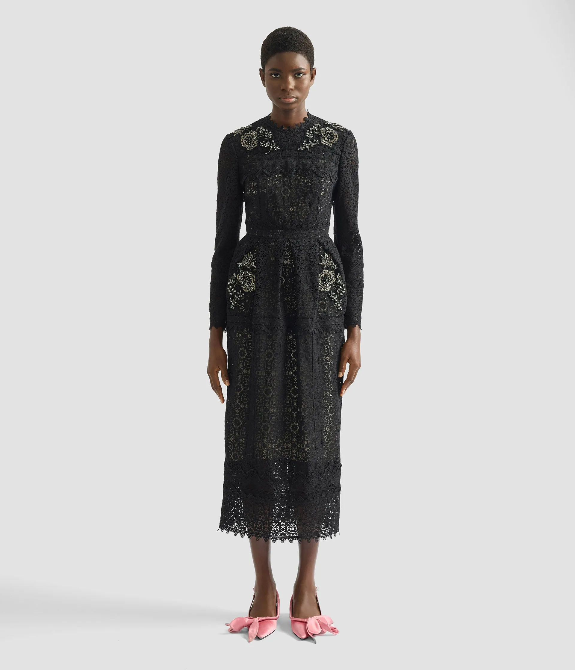 Embellished Guipure Long Sleeve Midi Dress sold by ERDEM product image thumbnail 4