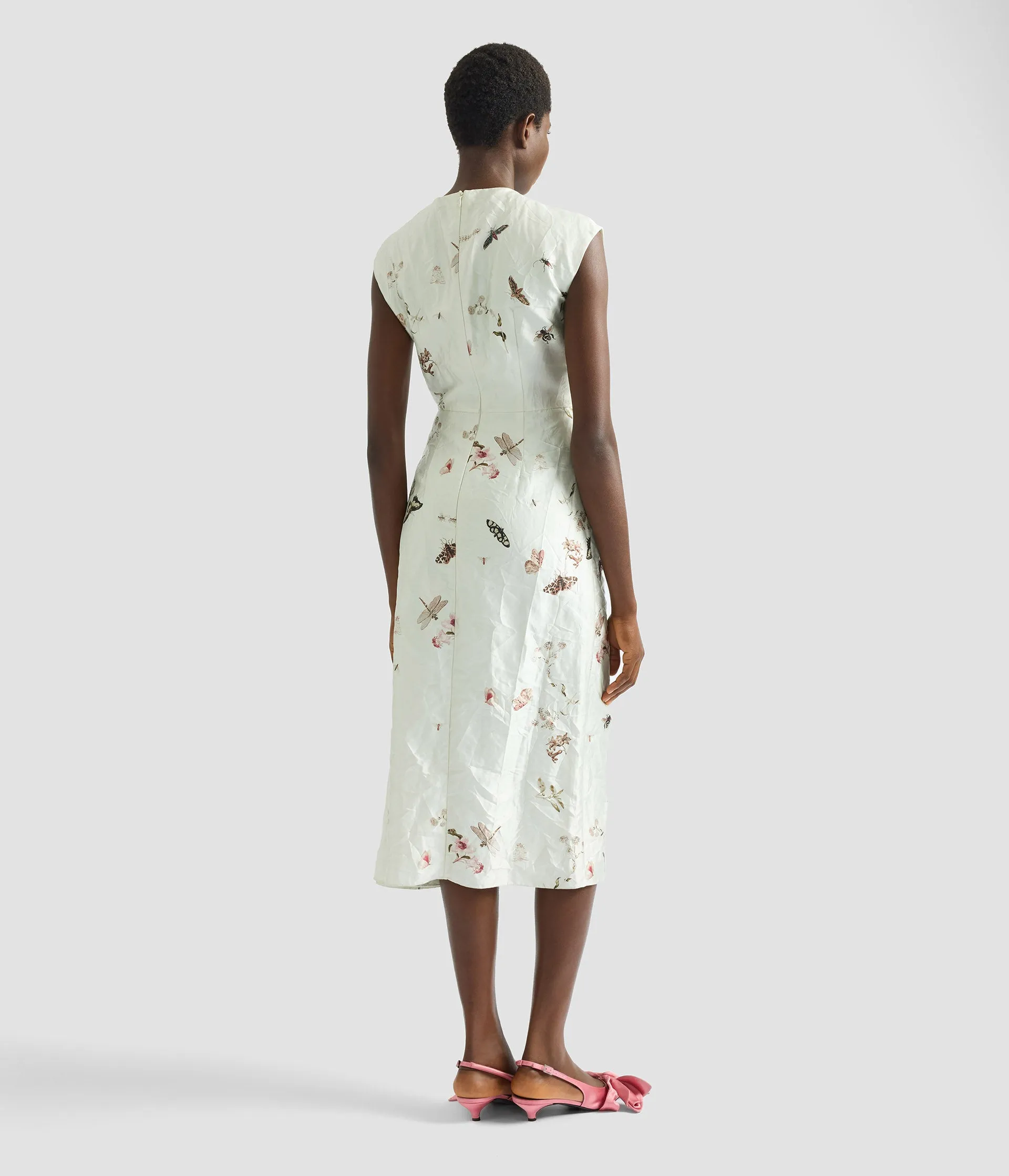 Draped Printed Textured Satin Midi Dress sold by ERDEM product image thumbnail 4