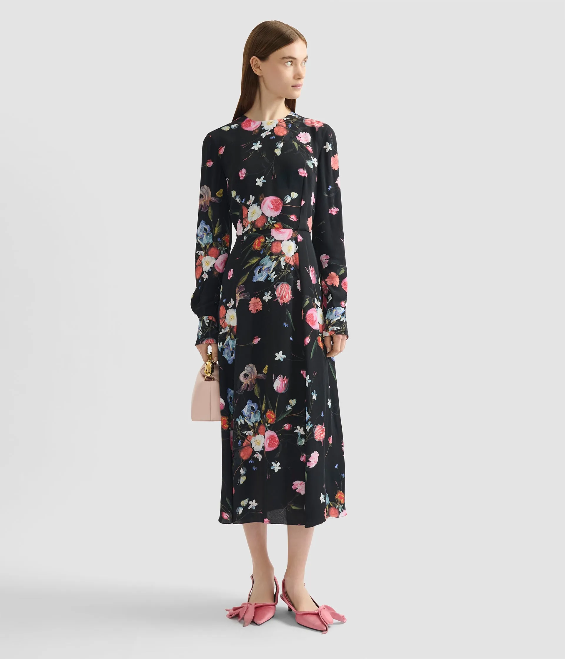 Floral Print Crepe Long Sleeve Midi Dress sold by ERDEM product image thumbnail 2