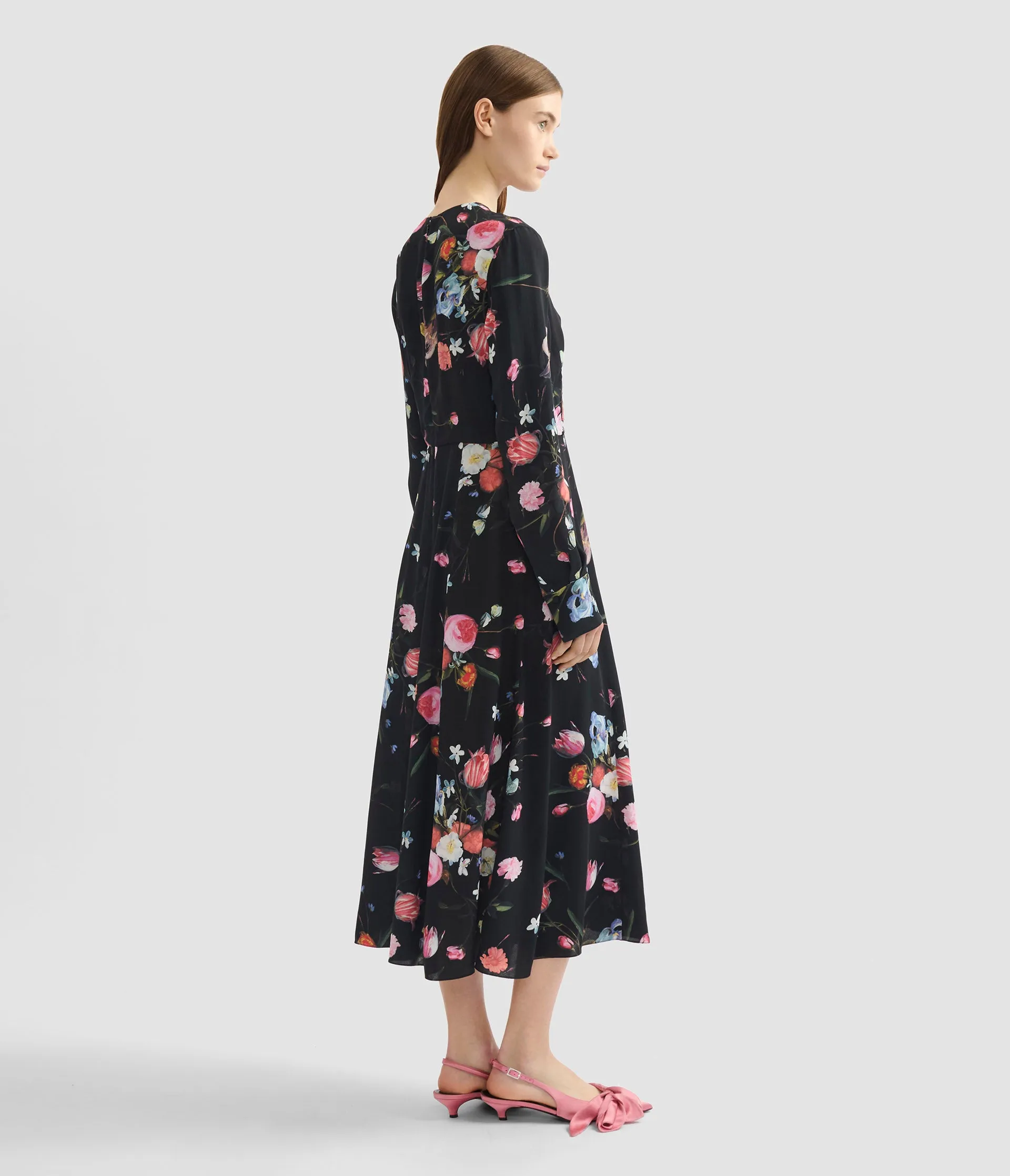 Floral Print Crepe Long Sleeve Midi Dress sold by ERDEM product image thumbnail 3
