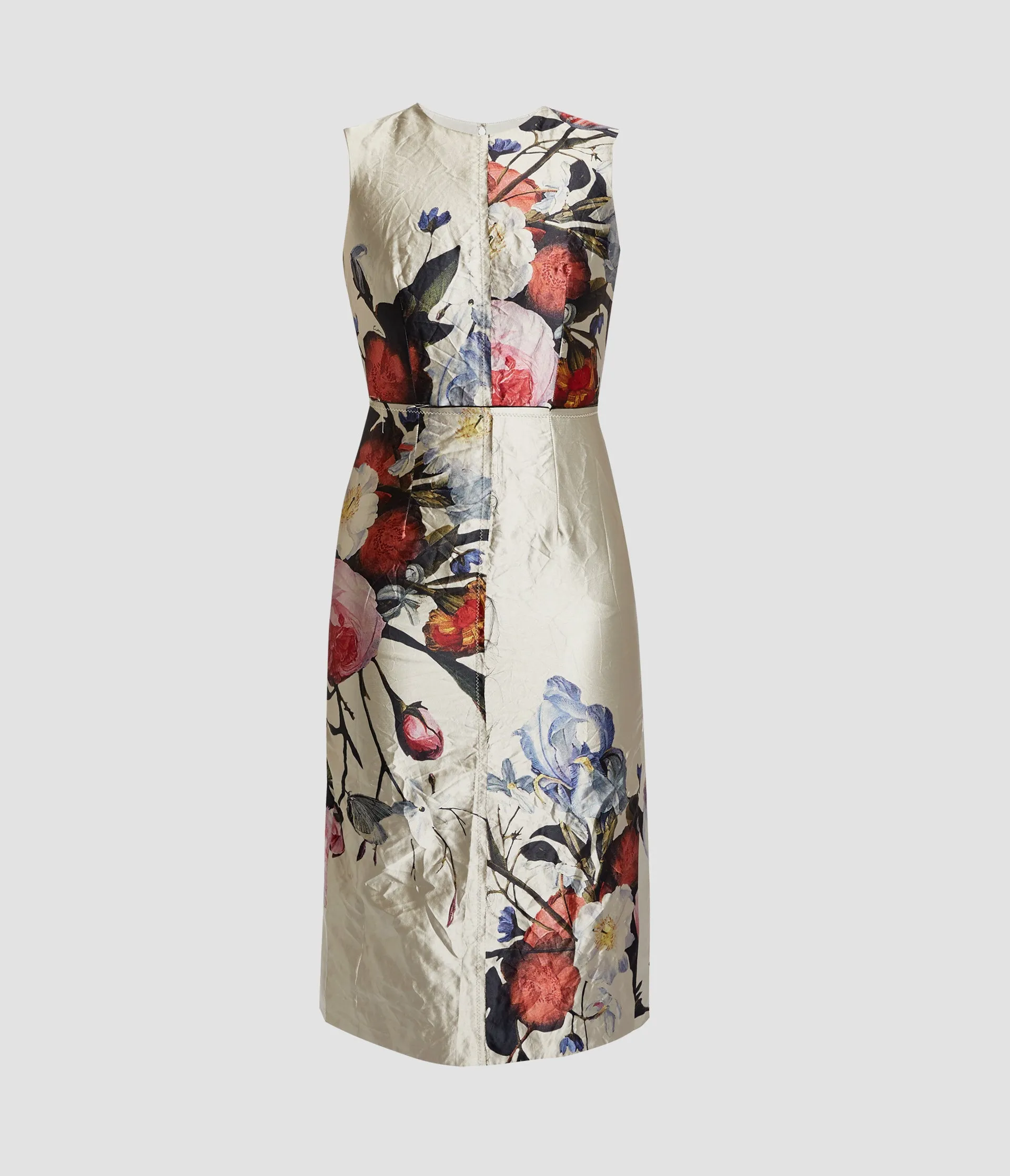 Floral Print Textured Satin Sleeveless Midi Dress sold by ERDEM