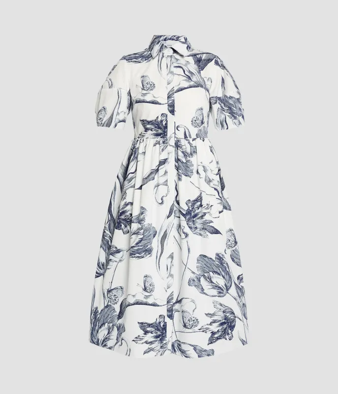 Floral Print Short Sleeve Shirt Dress made by ERDEM