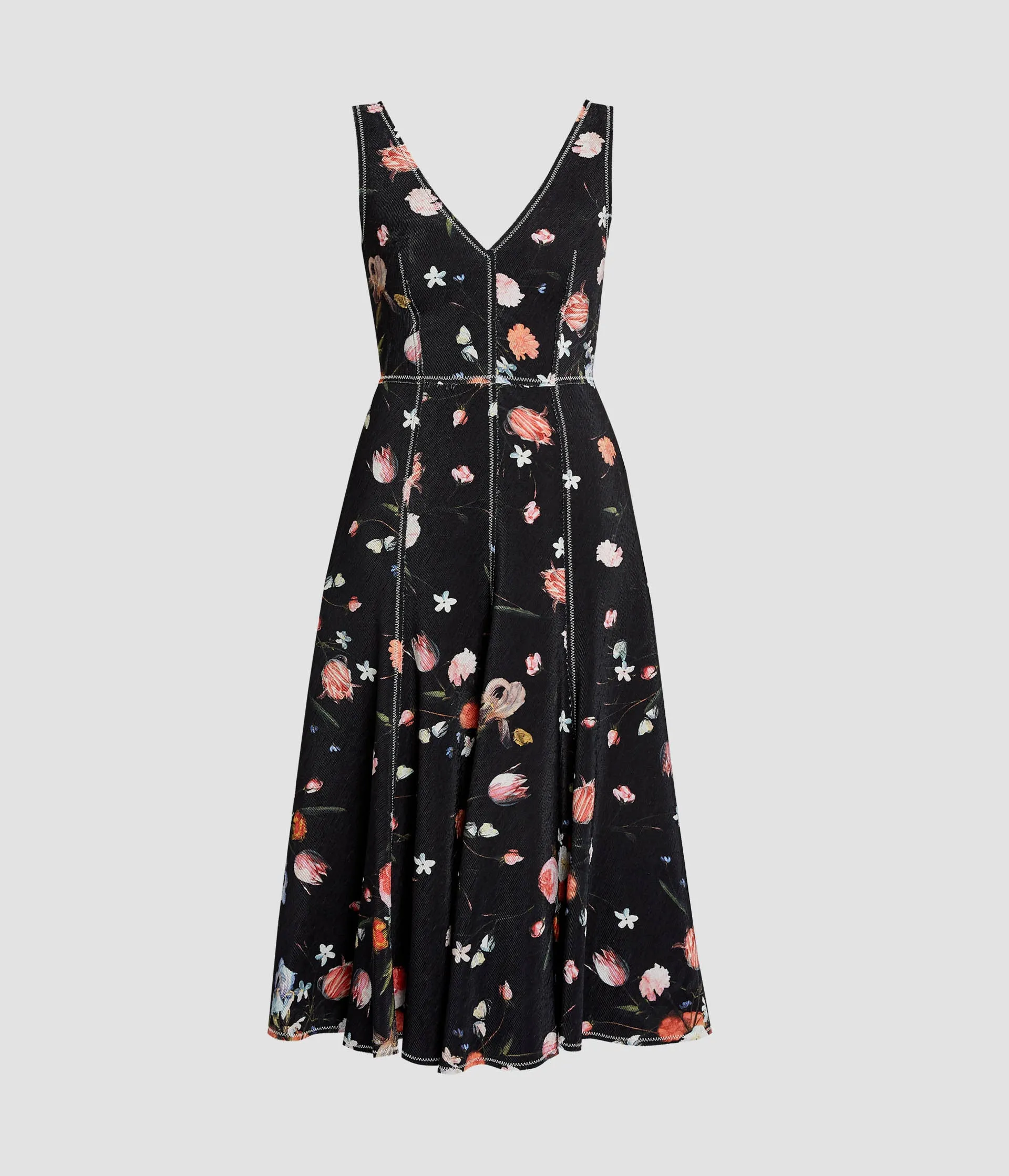Floral Print Textured Twill Sleeveless Midi Dress sold by ERDEM