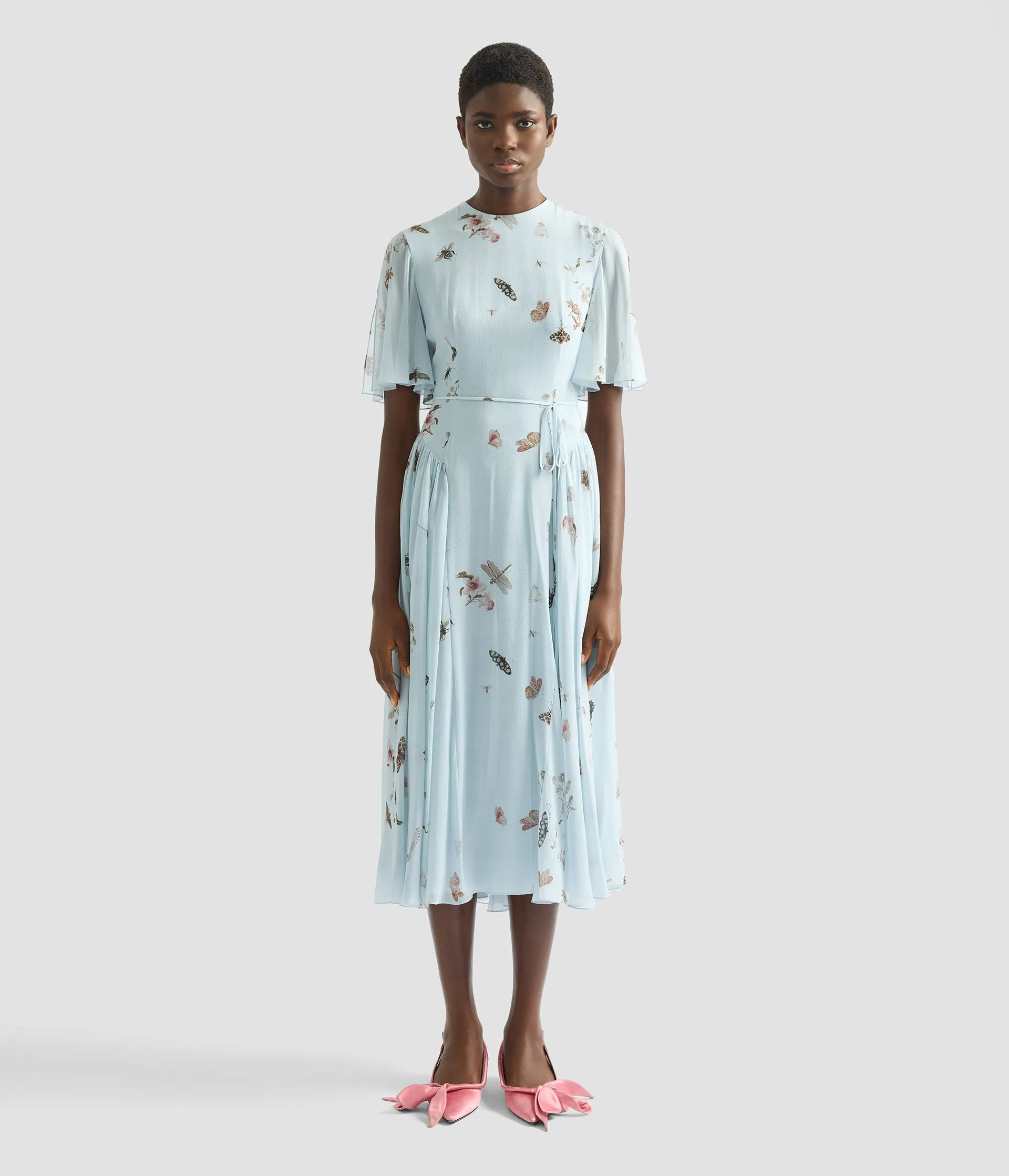 Printed Silk Voile Midi Dress sold by ERDEM product image thumbnail 4