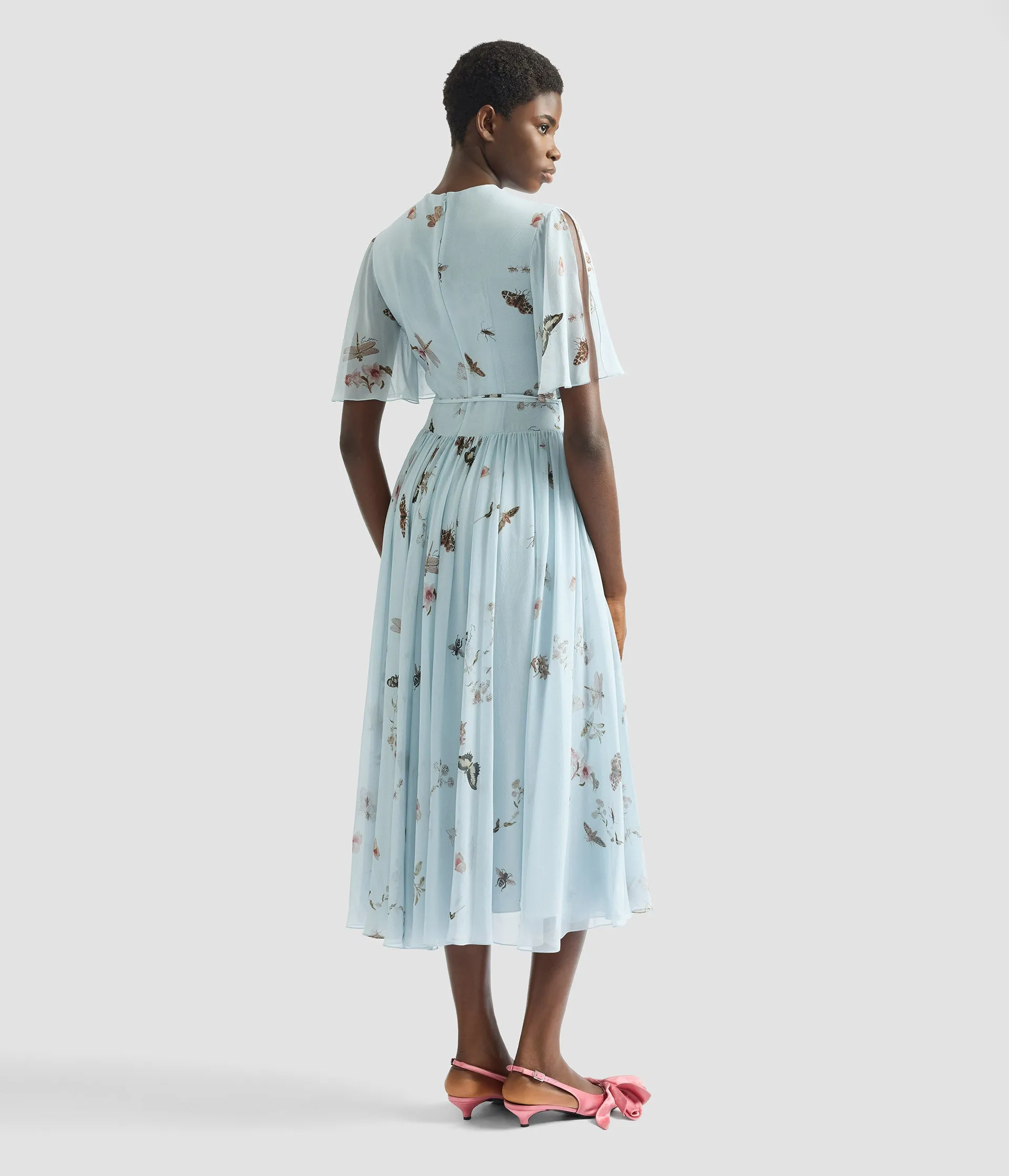 Printed Silk Voile Midi Dress sold by ERDEM product image thumbnail 3