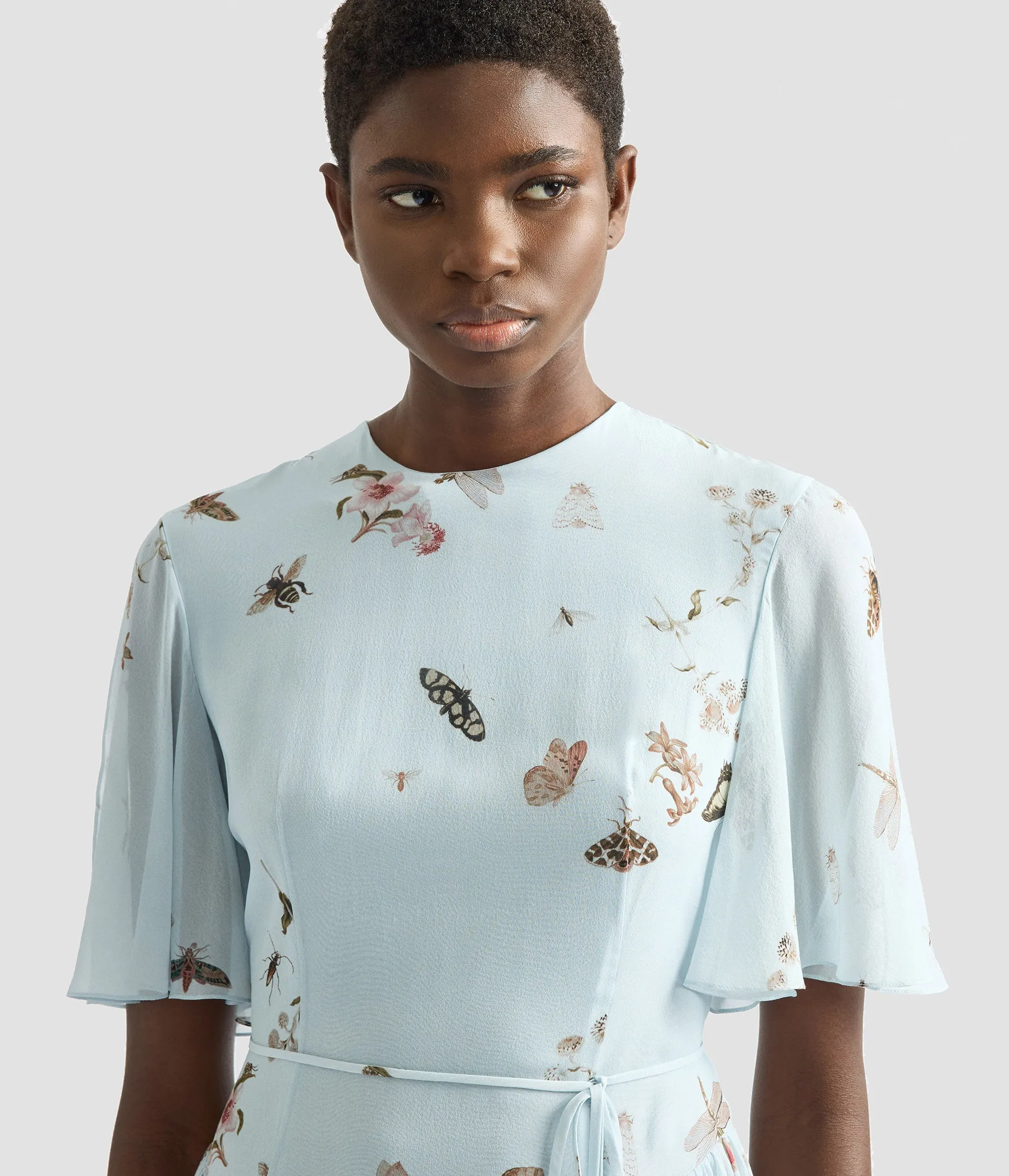 Printed Silk Voile Midi Dress sold by ERDEM product image thumbnail 5