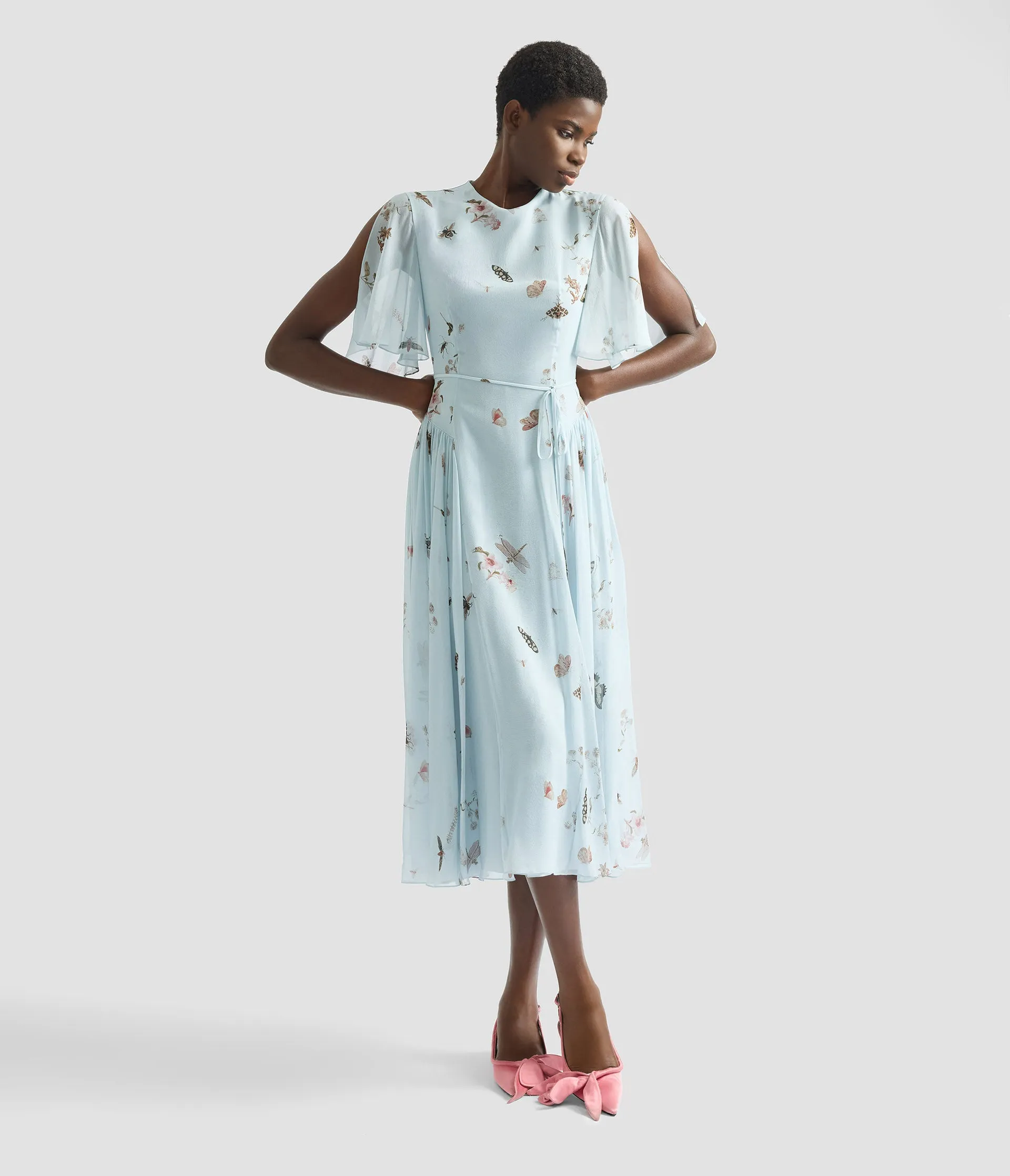 Printed Silk Voile Midi Dress sold by ERDEM product image thumbnail 2