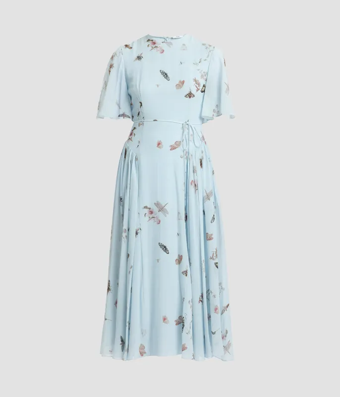 Printed Silk Voile Midi Dress made by ERDEM
