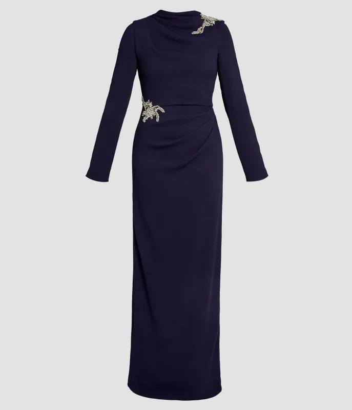 Embellished Sable Long Sleeve Gown sold by ERDEM